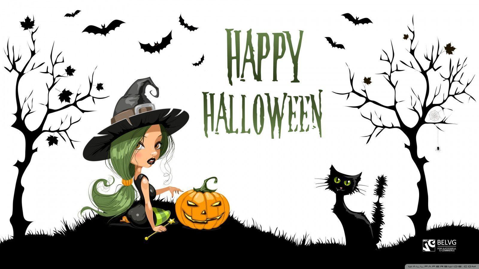 Halloween Witch Wallpaper. Cats Wallpaper HD
