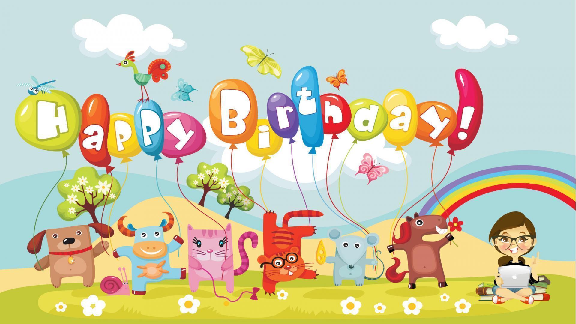 Cute Painting Happy Birthday for Kids Wallpaper