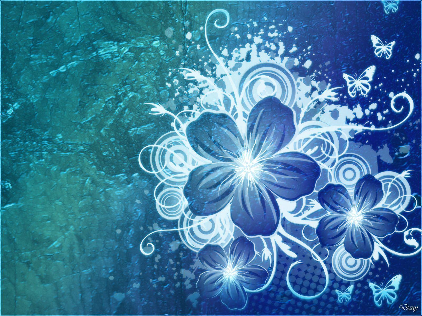 Wallpaper For > Blue Flower Wallpaper Designs