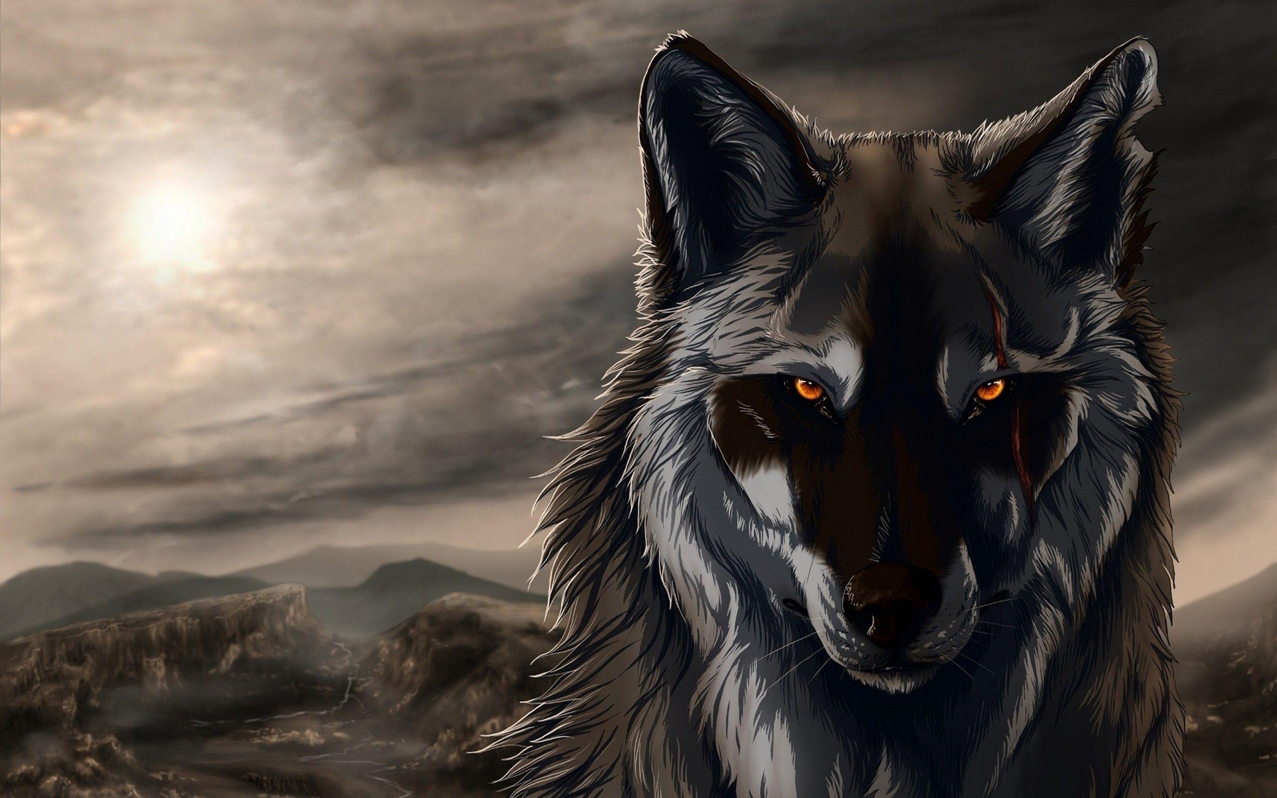 image For > Dark Wolf Wallpaper