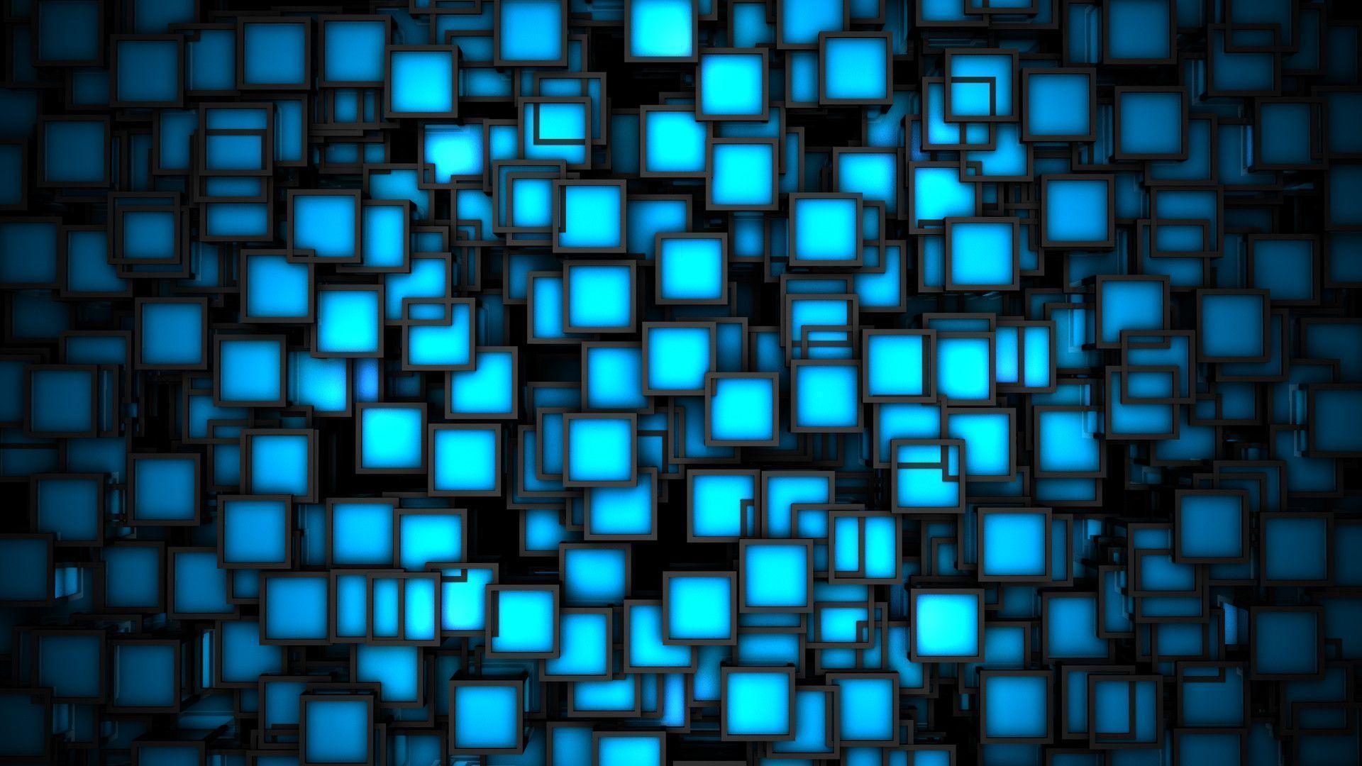 3D Blue Neon Cubes HD Wallpaper Definition Wallpaper