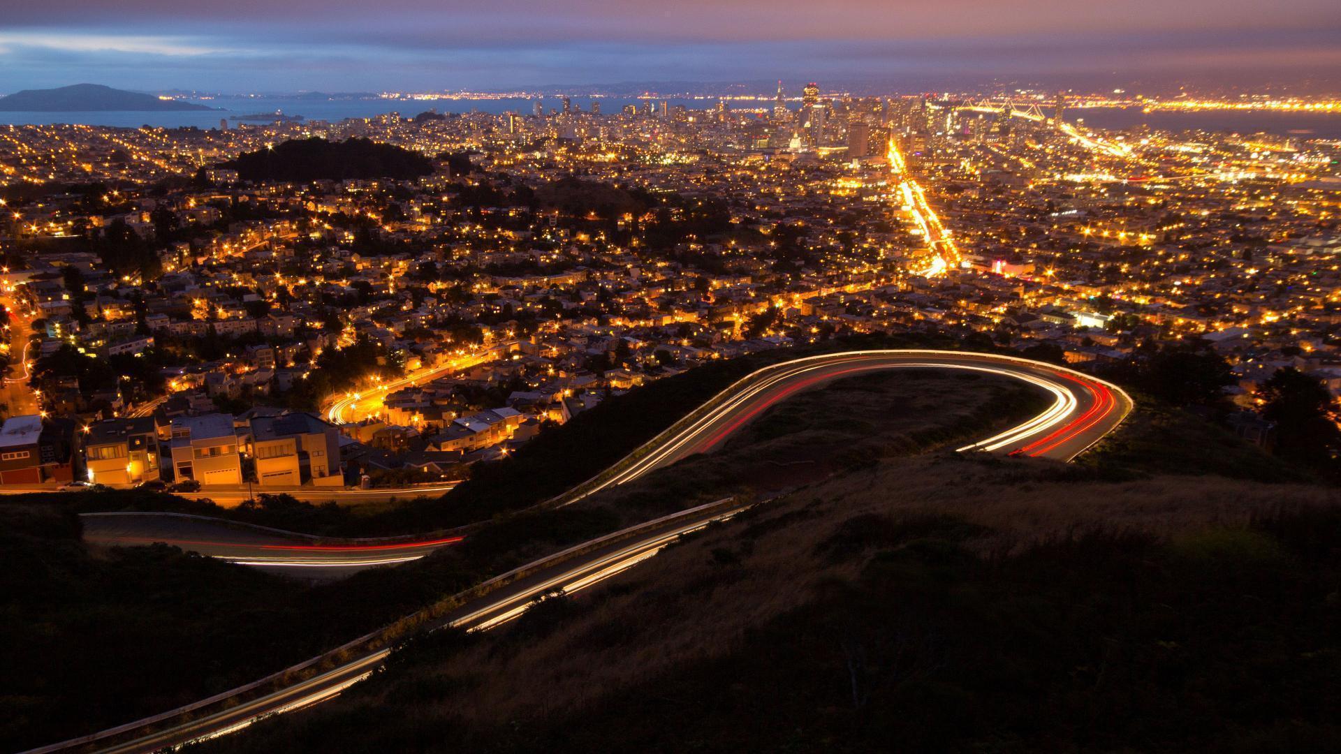 San Francisco Skyline At Night Desktop Wallpaper And Background