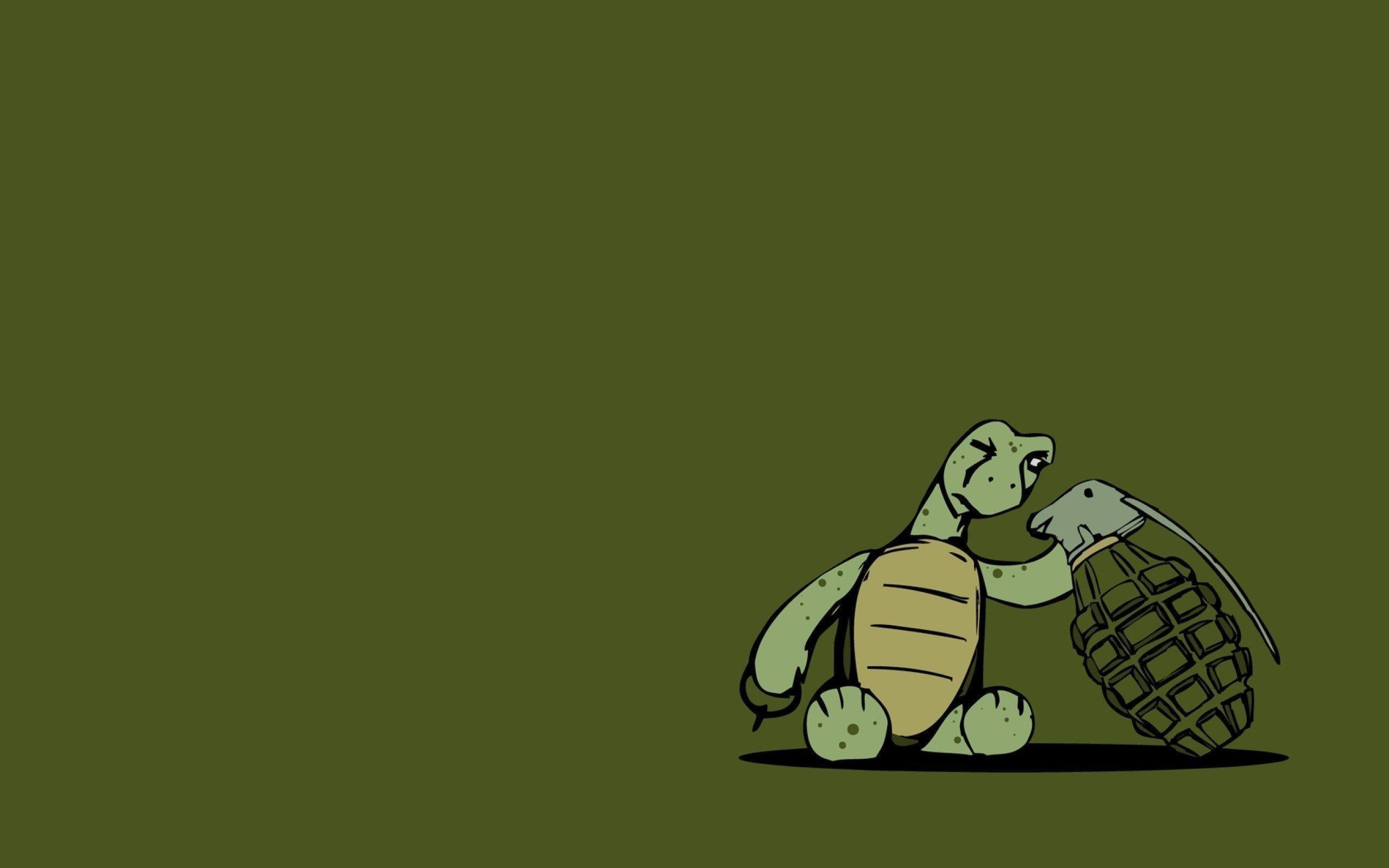 Funny Turtle Nail Grenade Out Art HD Wallpaper