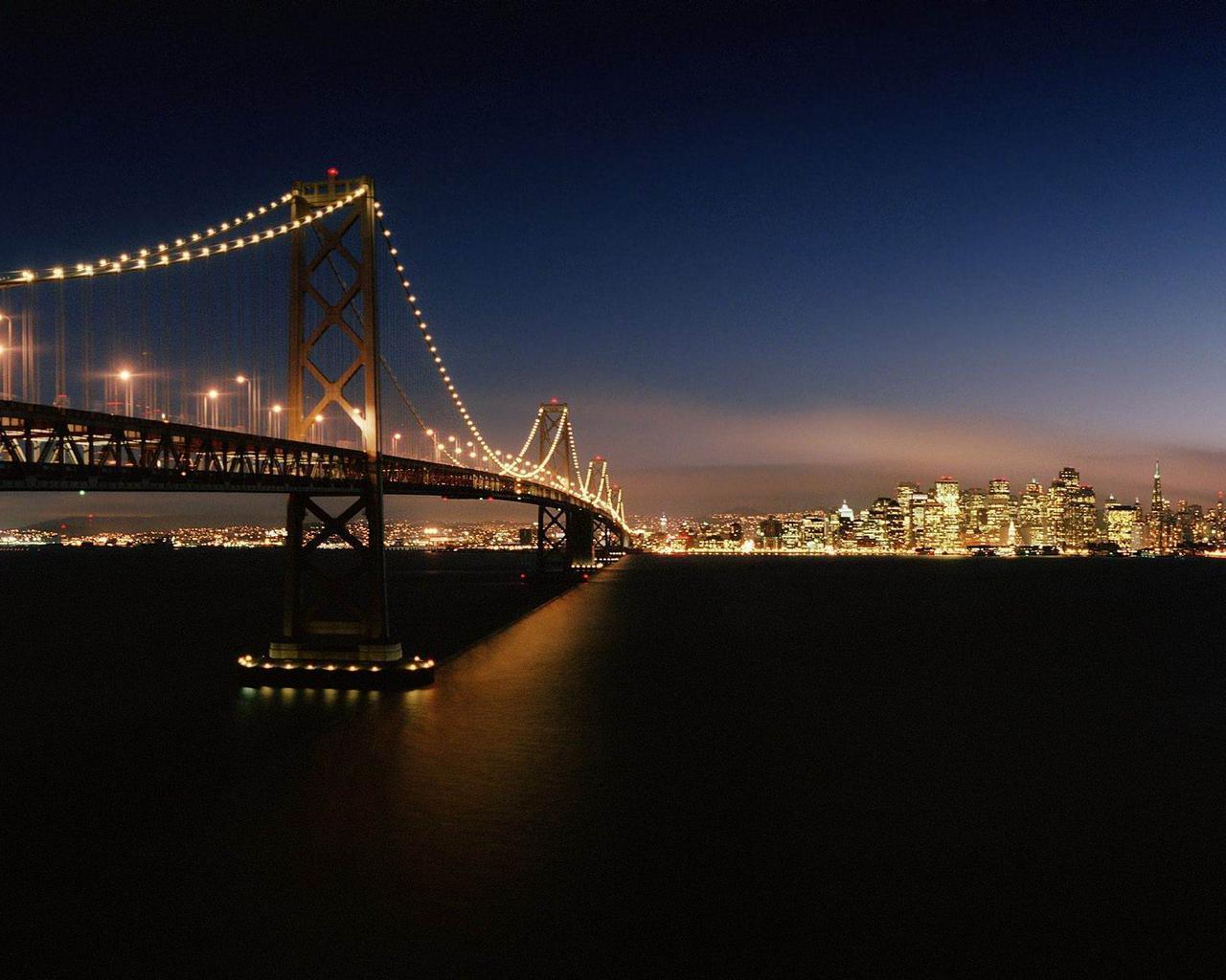 Bay bridge at night San Francisco free desktop background