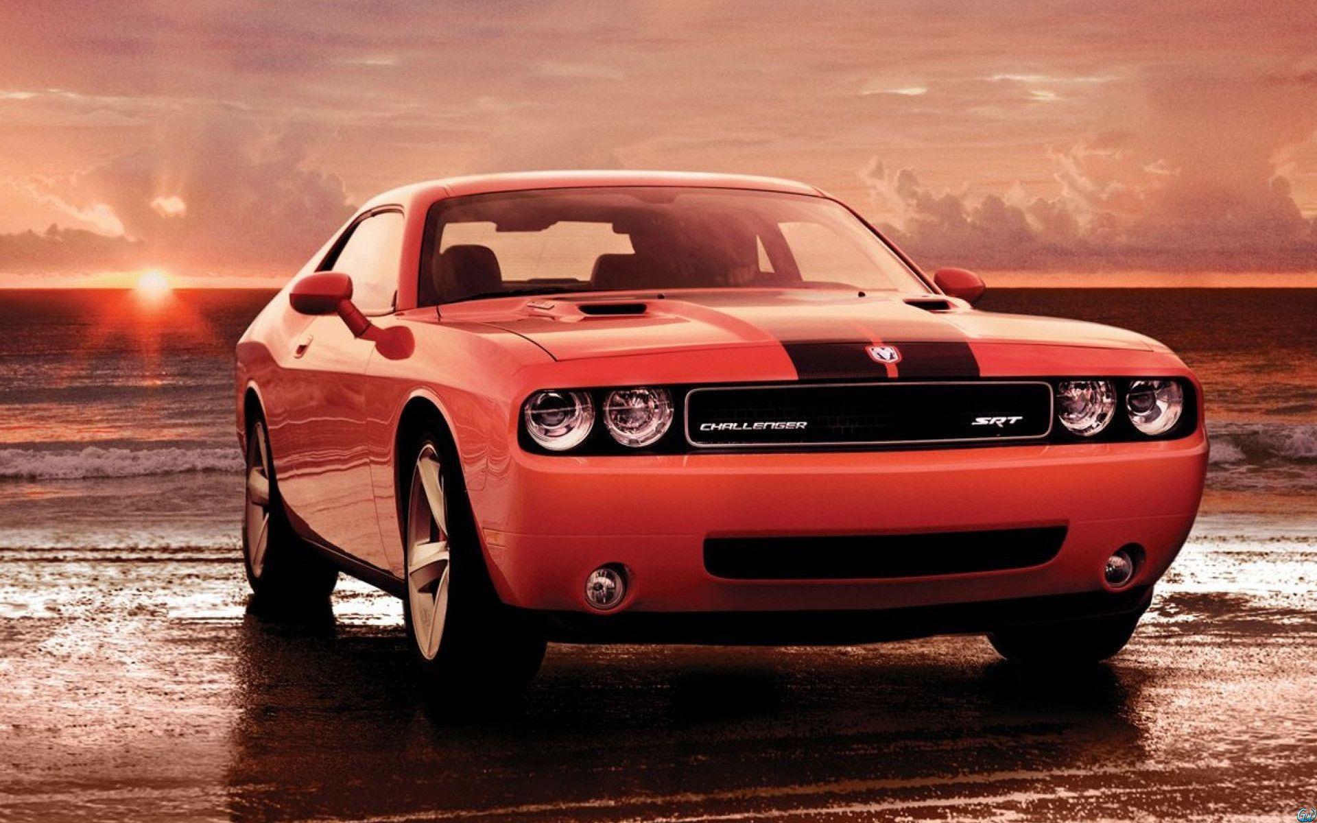 Dodge Challenger Red Sun Set Car, Cars Wallpaper, HD phone