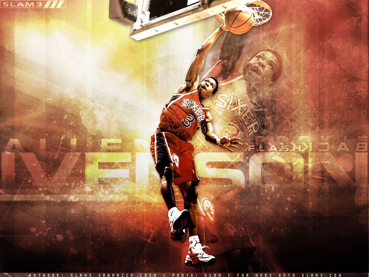 Allen Iverson Sixers Retro Wallpaper. Basketball Wallpaper at