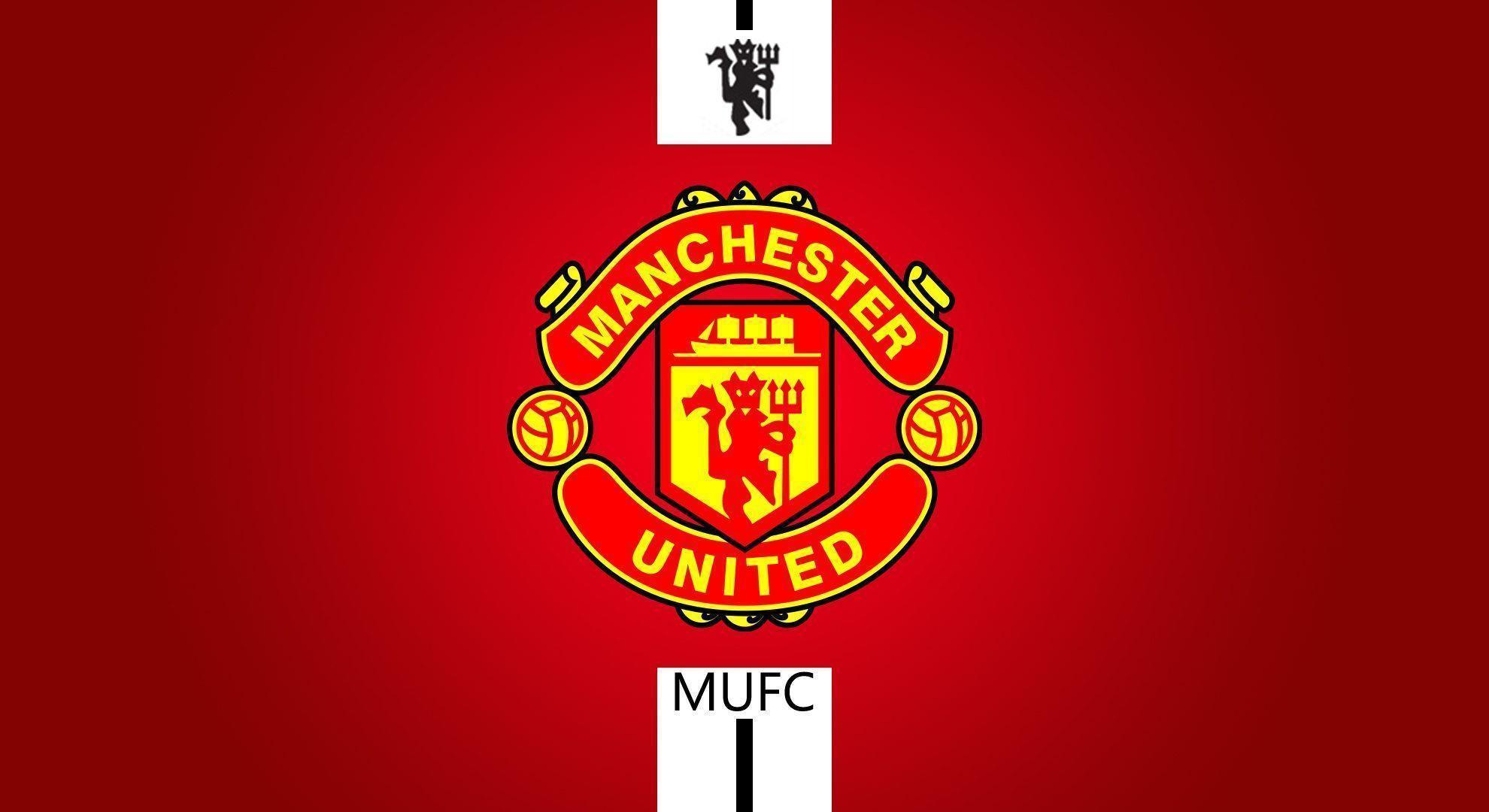 Manchester United Logo Red Background Wallpaper HD Desktop