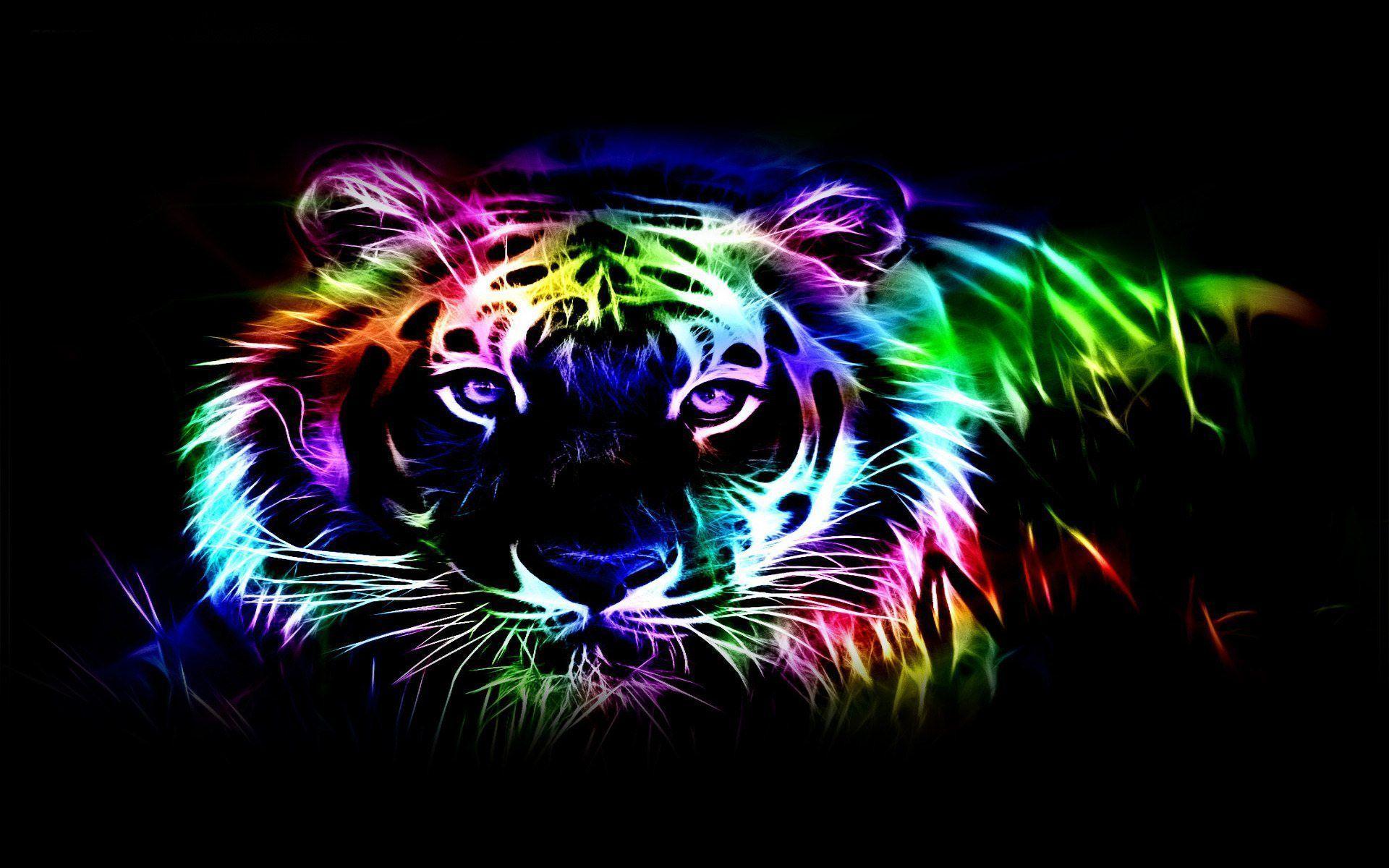 Wallpaper For > Neon Tiger Wallpaper