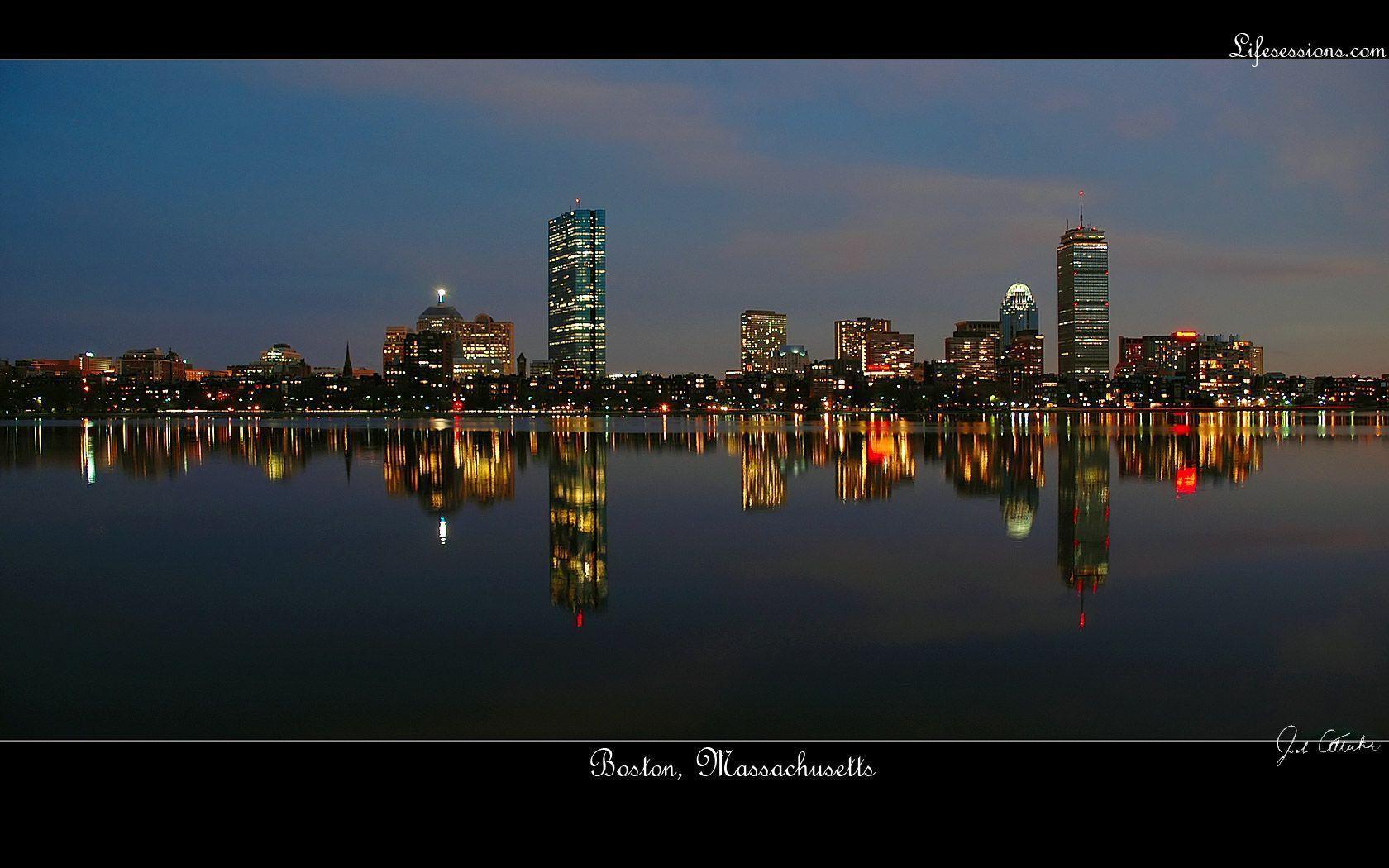 image For > Boston Skyline Wallpaper Night