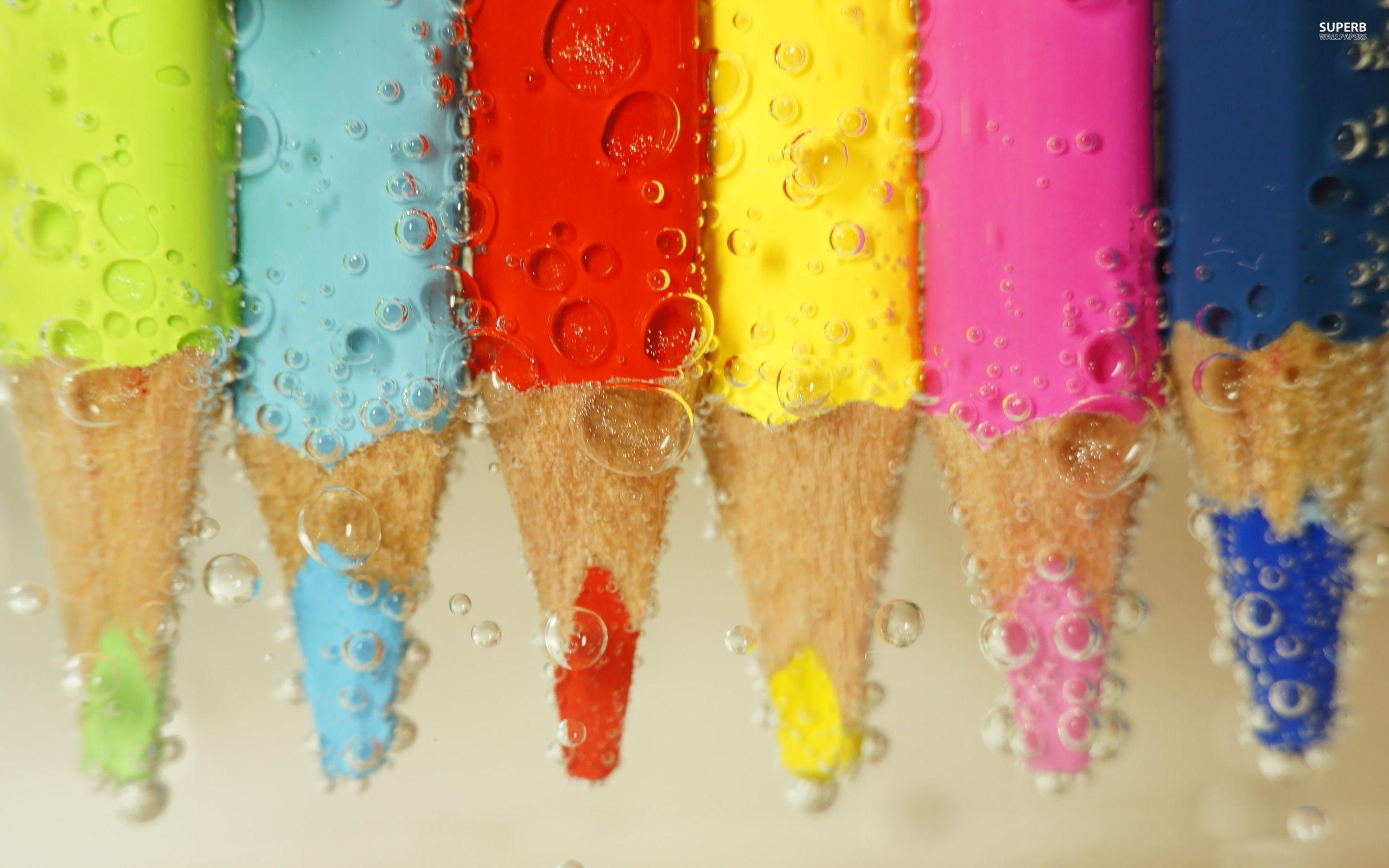 Colored pencils under water wallpaper wallpaper - #