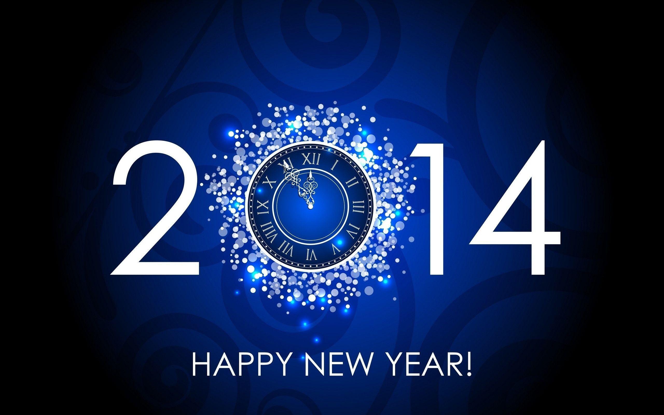 Blue Happy New Year 2014 Wallpaper Wide or HD