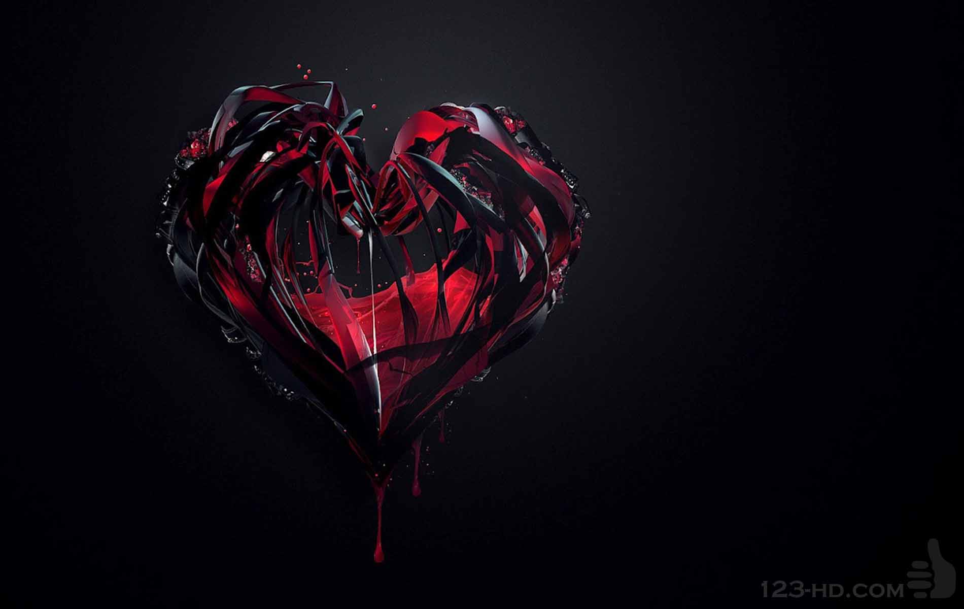 Red Heart With Black Backgrounds - Wallpaper Cave