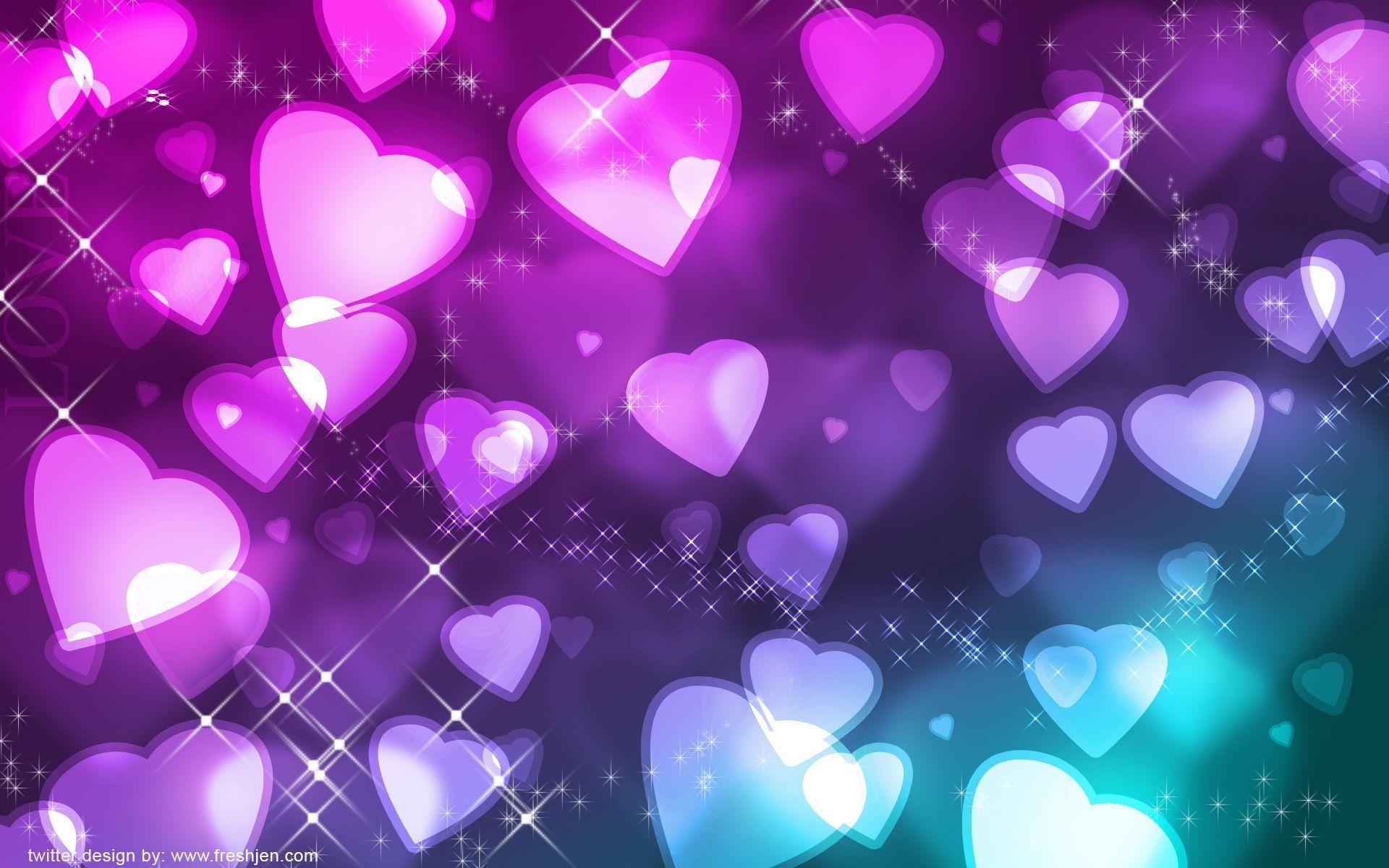 Wallpaper For > Purple And Blue Hearts Wallpaper