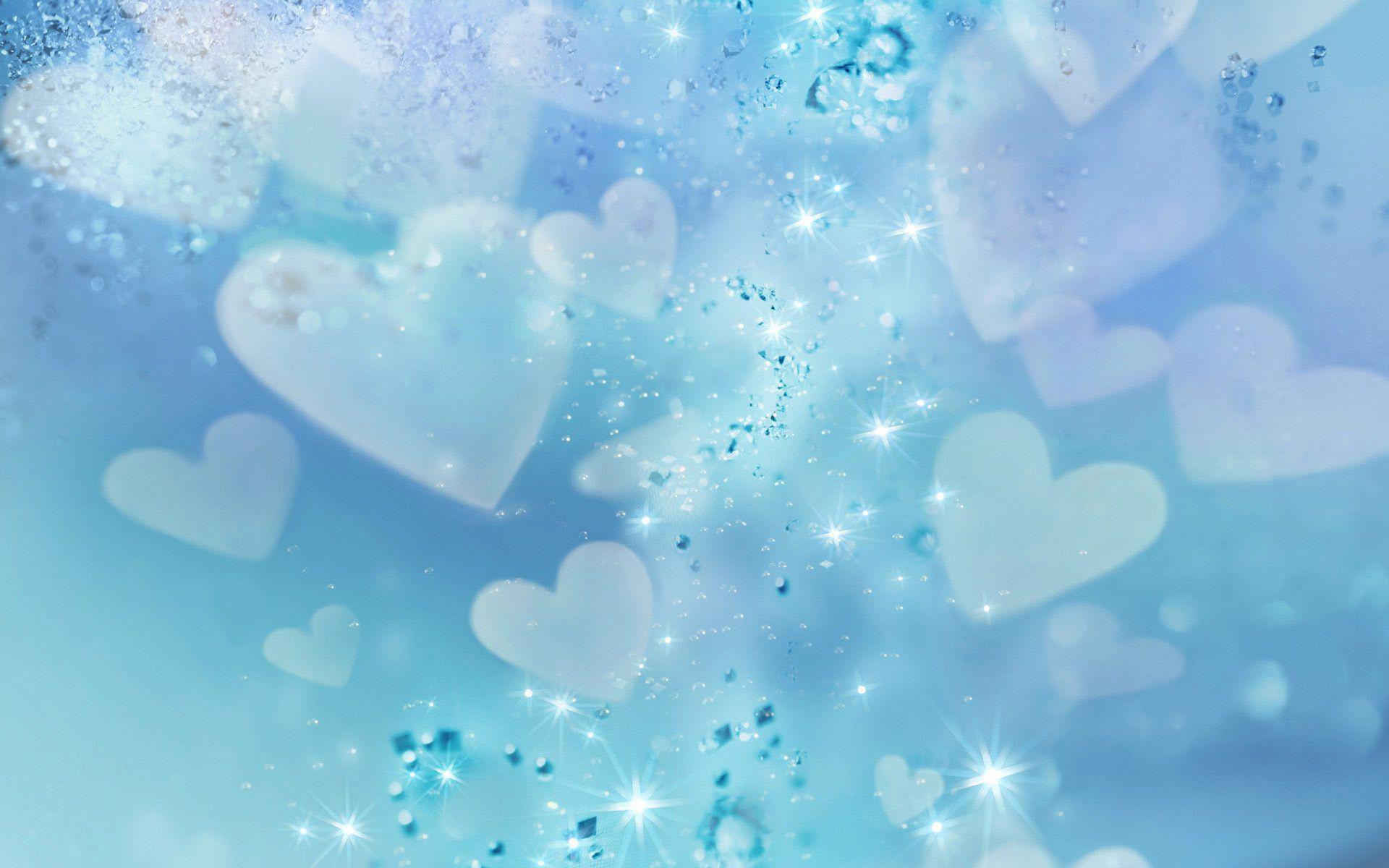 Romantic Blue Background with Love Hearts. Background and Texture