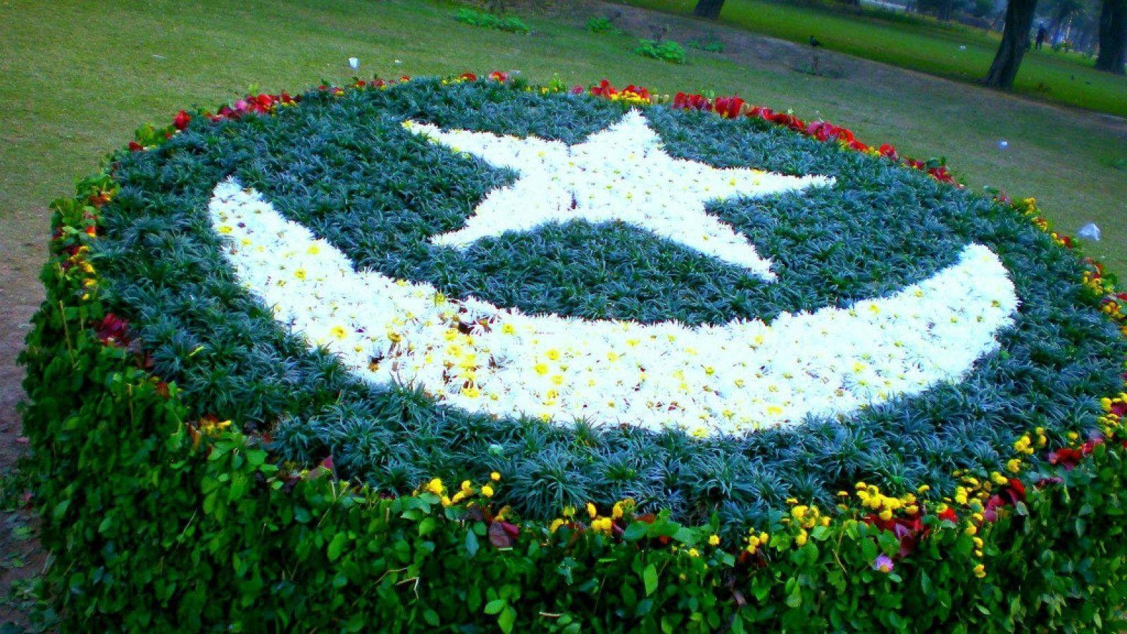 Pakistani Flag Art With Grass And Flowers 1600x900 HD Wallpaper