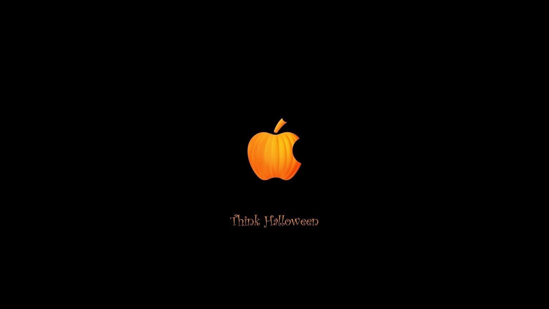Orange Halloween Apple Logo Wallpaper