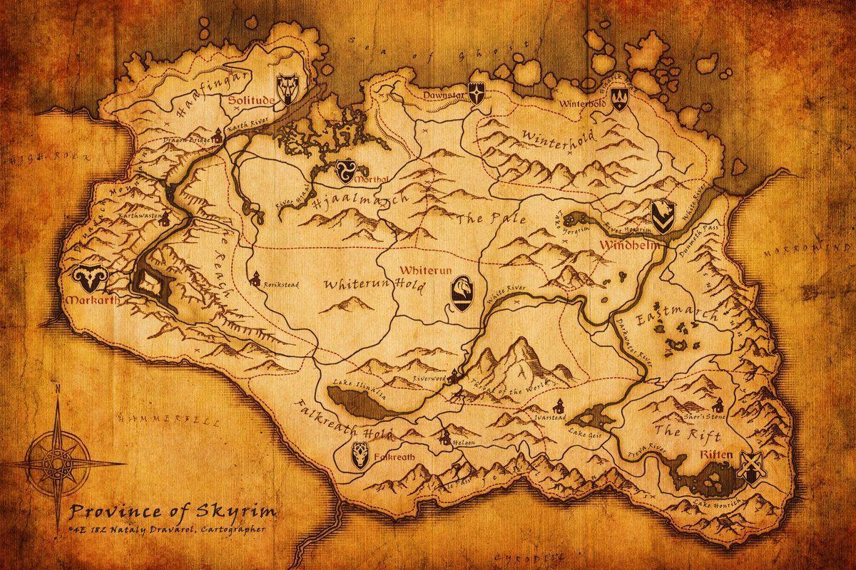 Pix For > Skyrim Map Wallpaper