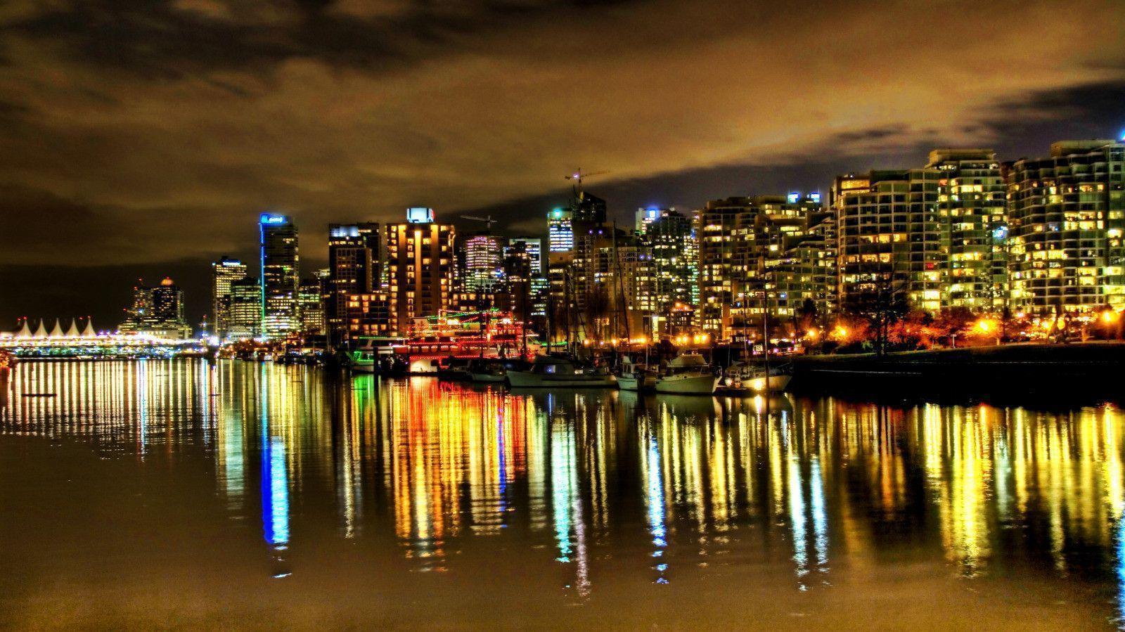Vancouver at Midnight widescreen wallpaper. Wide