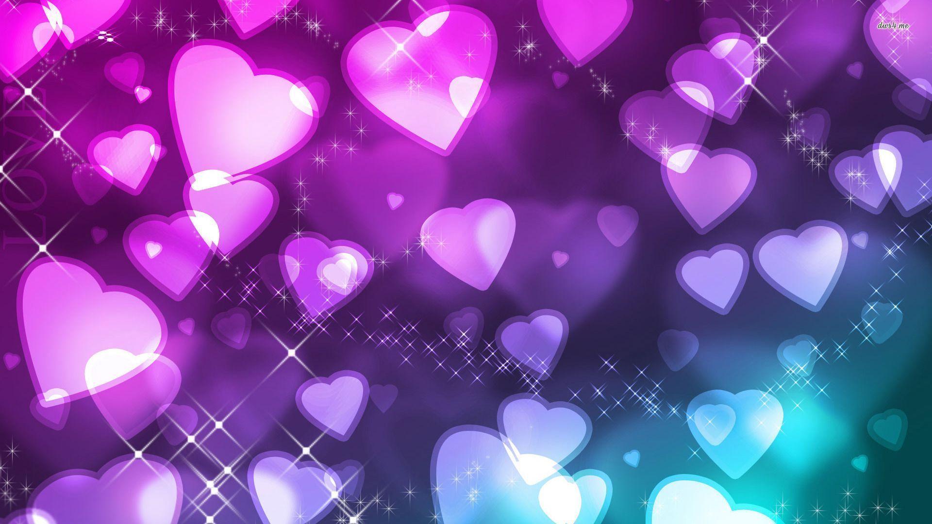 image For > Colorful Hearts Background