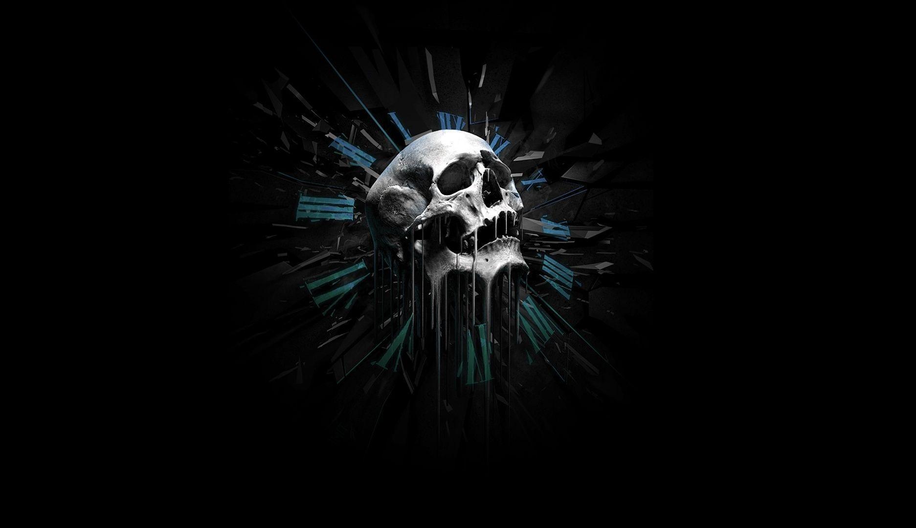 3D Skull Against Black BaAckground Free and Wallpaper