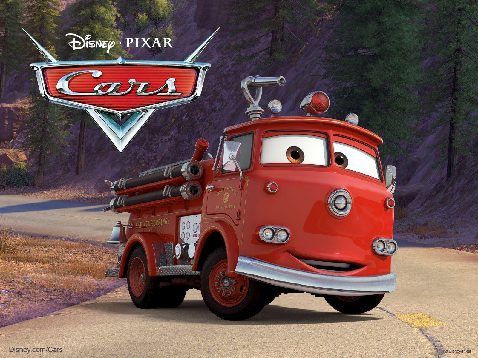 Red the Fire Engine from Pixar Cars Movie Desktop Wallpaper