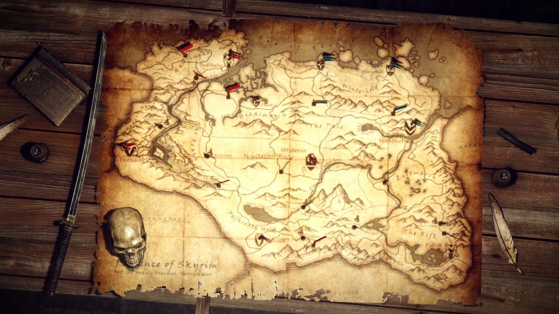 image For > Skyrim Map Wallpaper 1920x1080