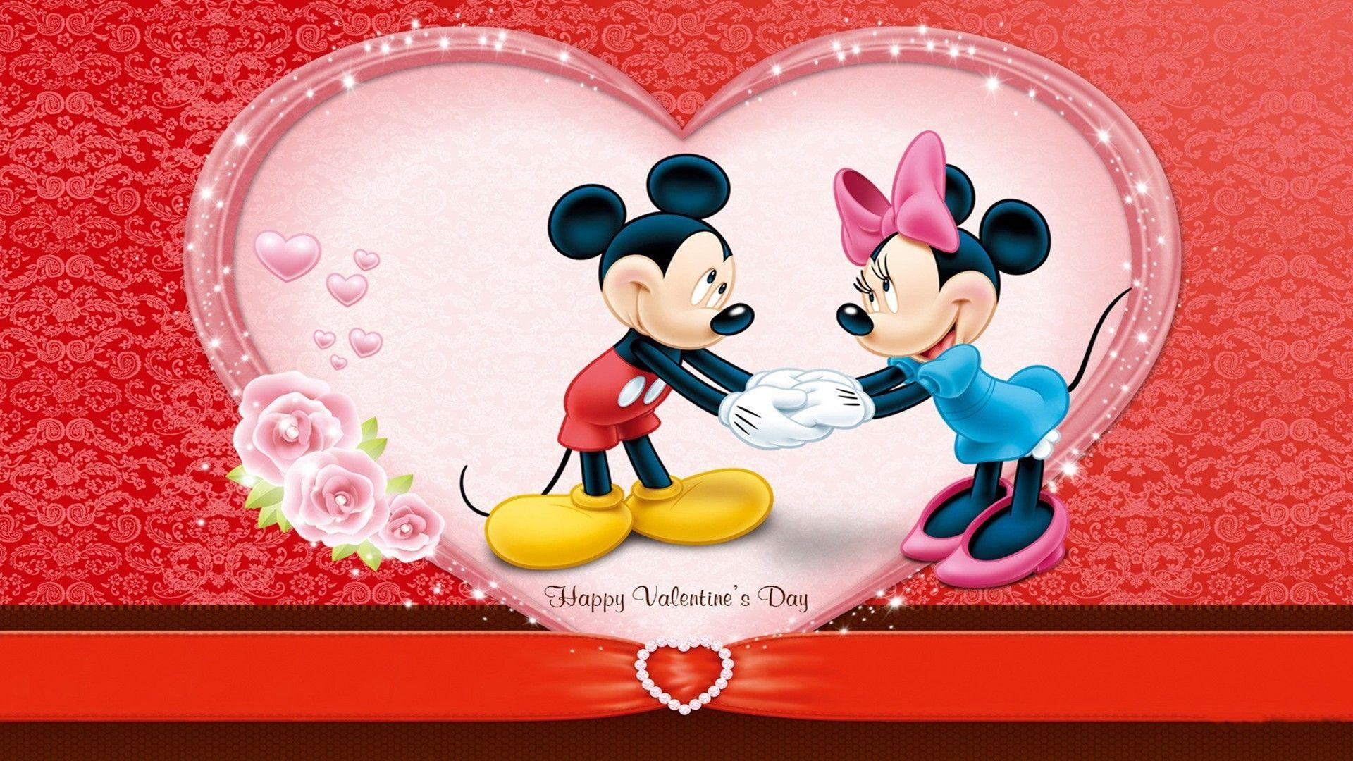 Cute Mickey Wishes Happy Valentines Day Wallpa Wallpaper