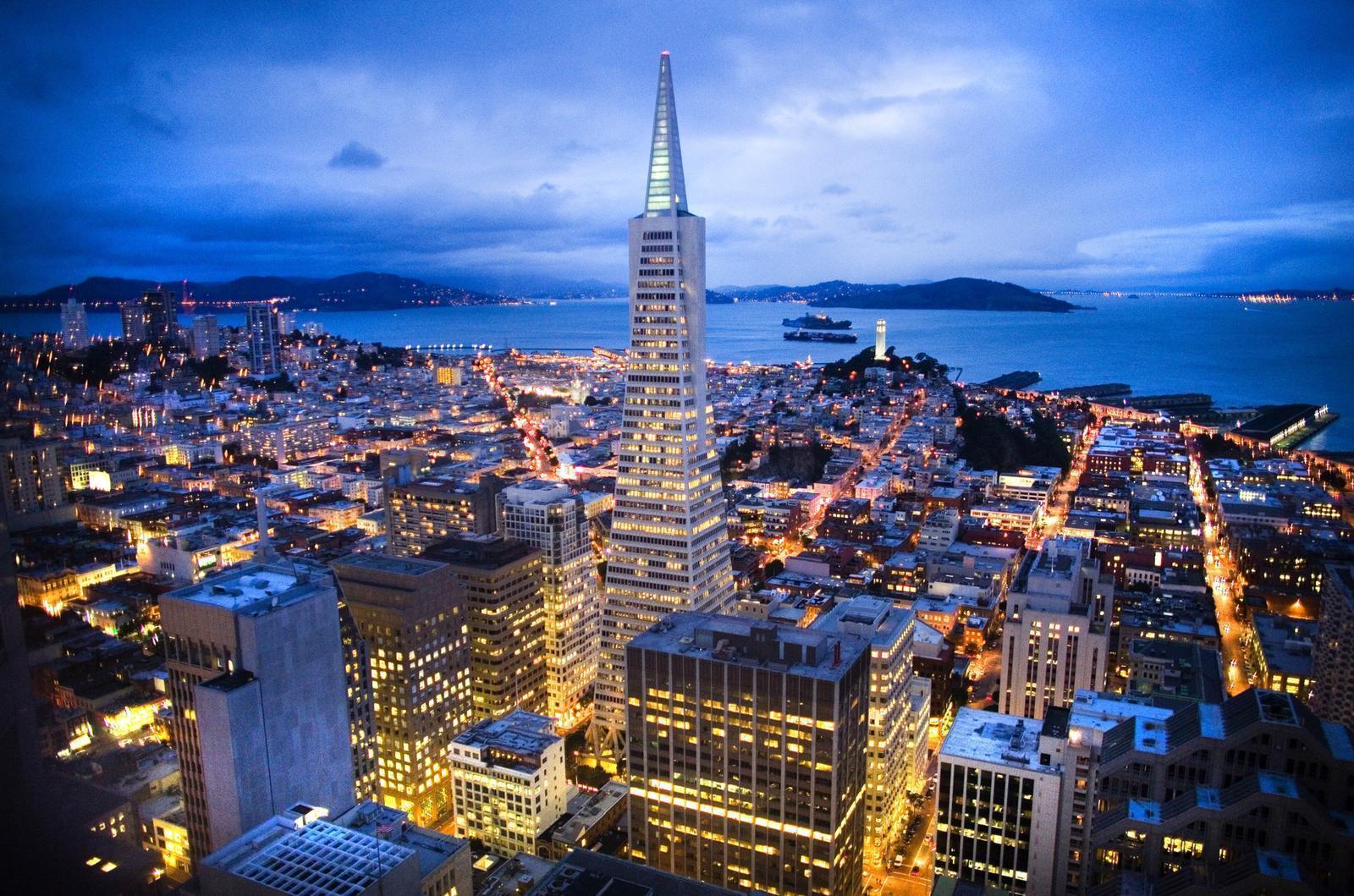 San Francisco Skyline At Night San Francisco California Usa