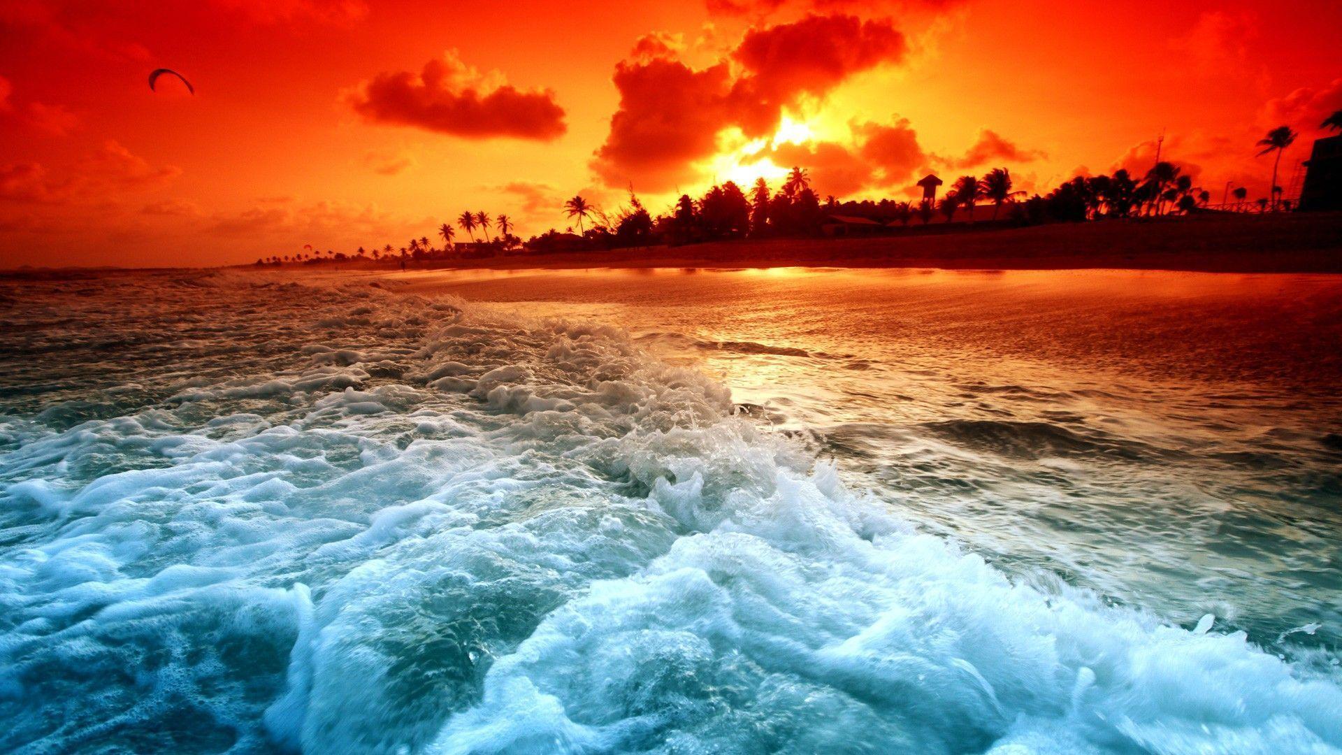 The Ocean Beach Sunset Background HD Wallpaper Of Beach