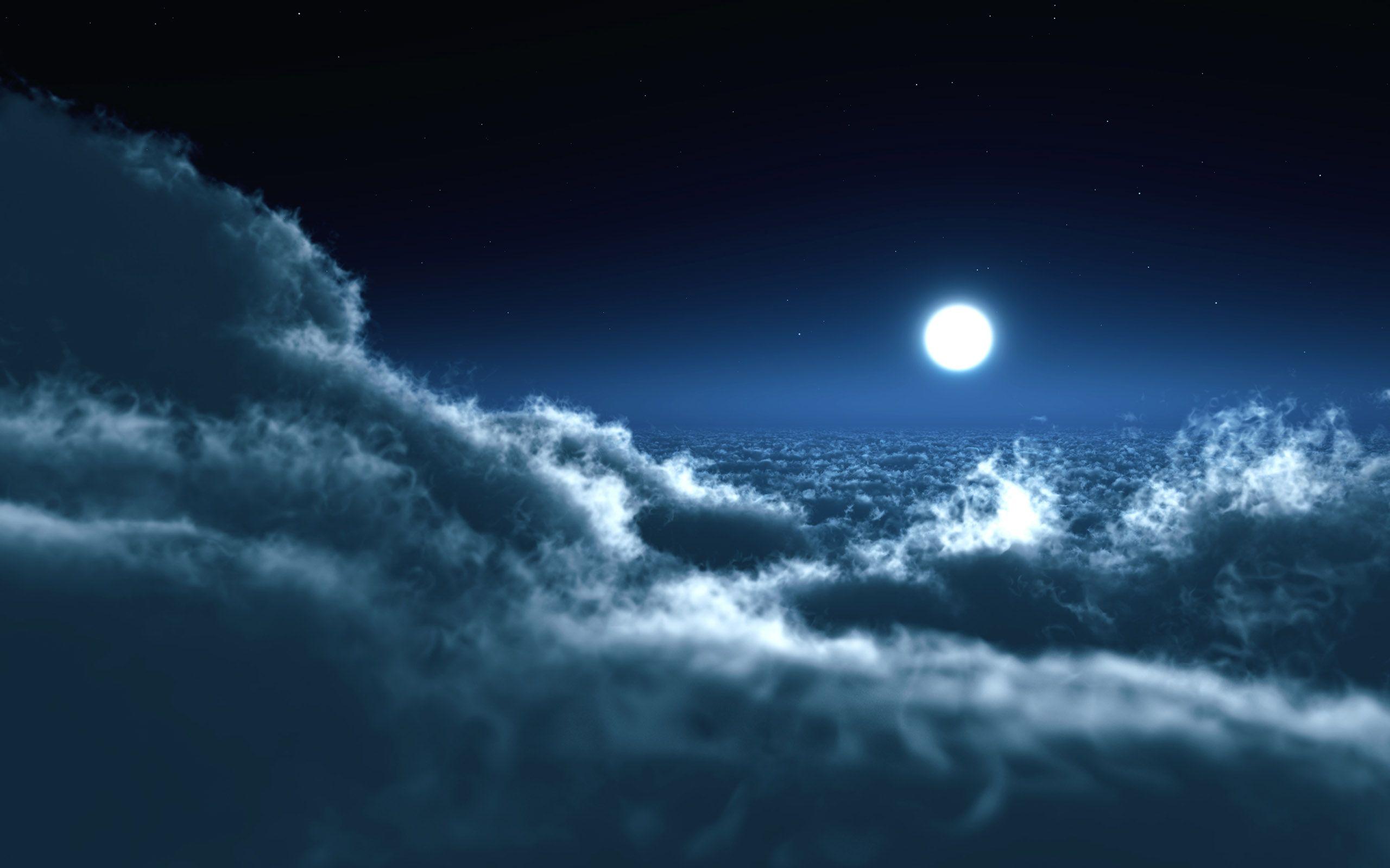 Moon Over Clouds Wallpaper