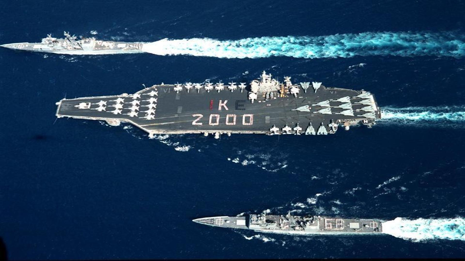 Us navy ship uss eisenhower carrier in formation free desktop