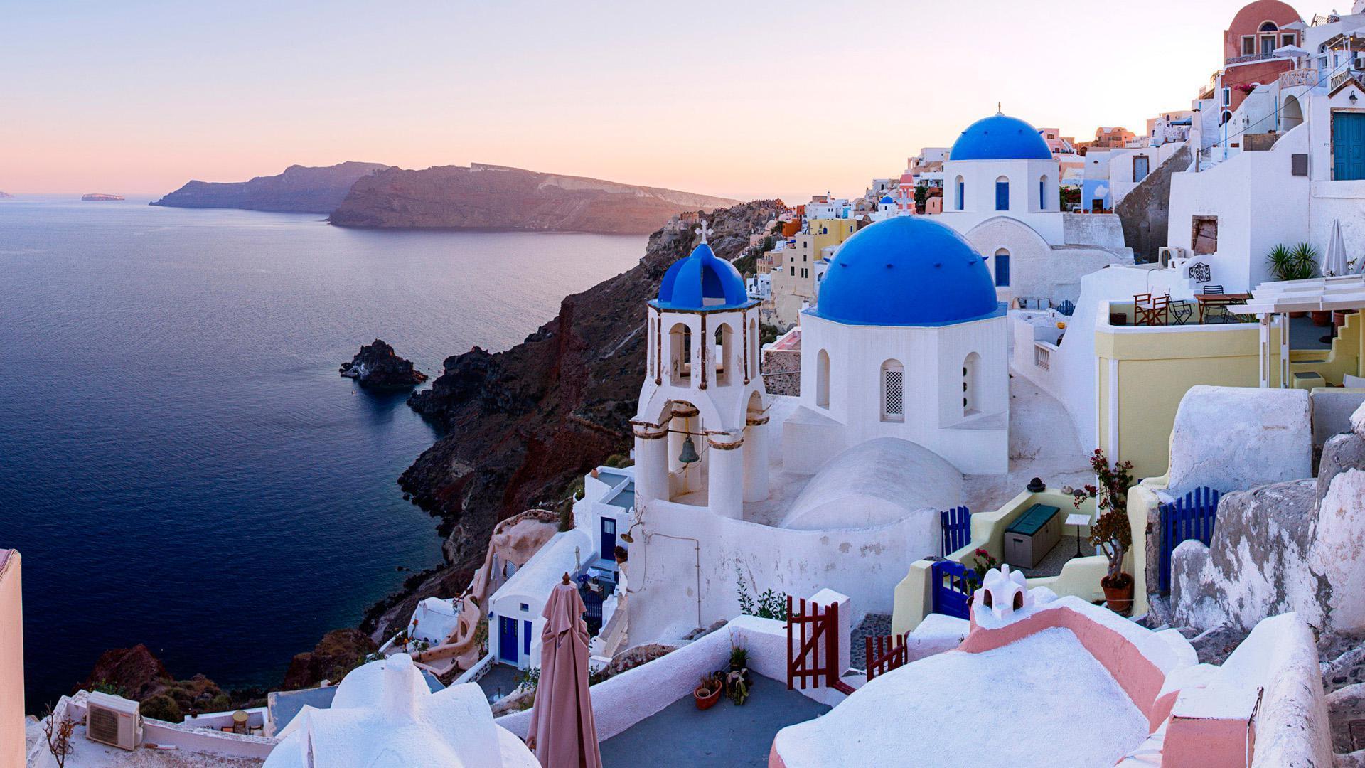 Town Oia, Santorini Island, Greece, HD Wallpaper