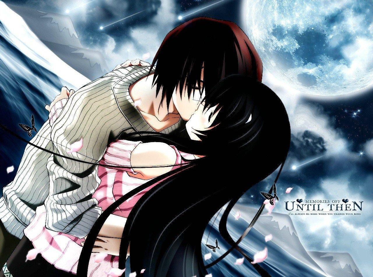 Anime Wallpaper Romantic Kissing HD Background