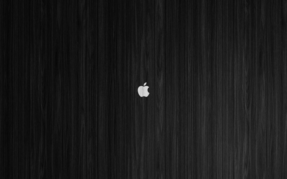 White Apple on Black Wood (Mac Wallpaper)