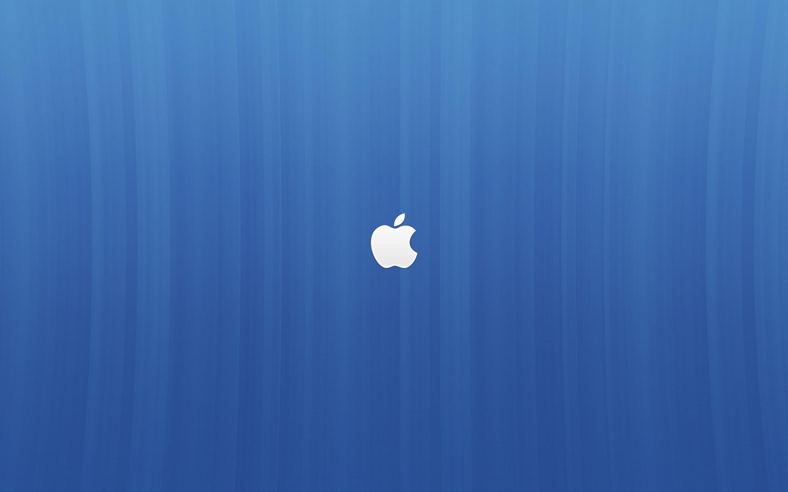 Small Apple Logo Blue Background Wallpaper