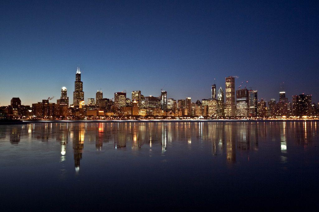 Chicago Skyline Night Wallpaper