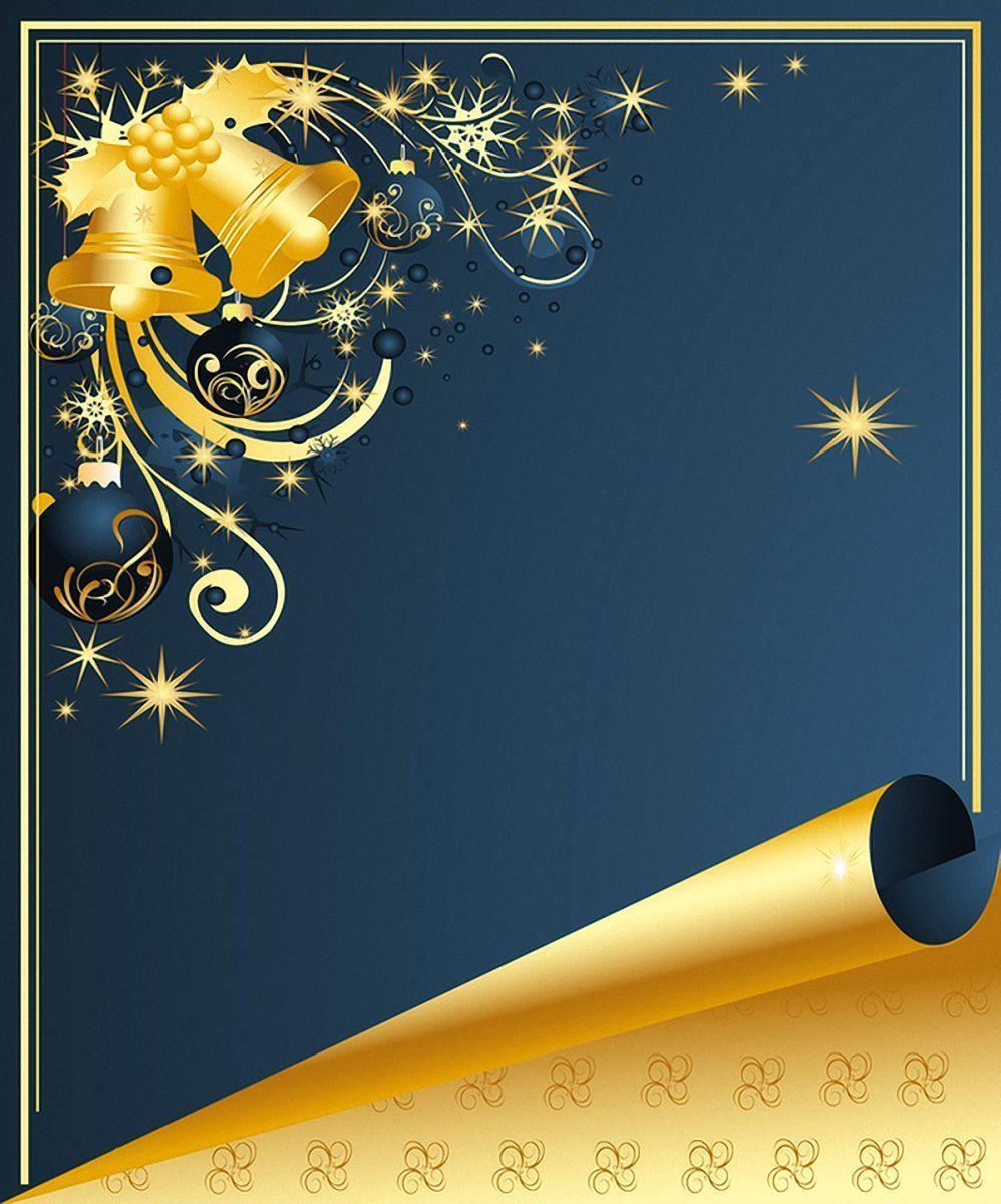 Christmas Blue Background with Gold Bells