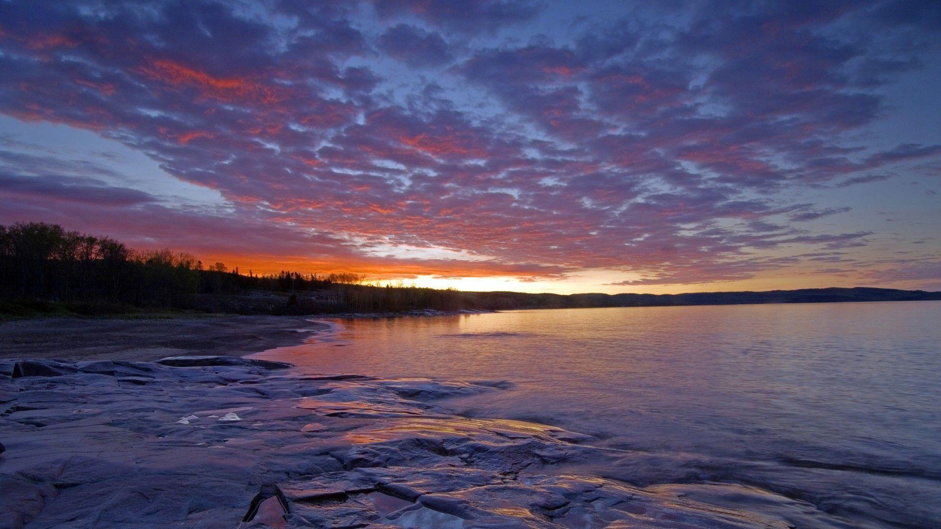 dawn, Canada, Lake Superior. Free Travel wallpaper