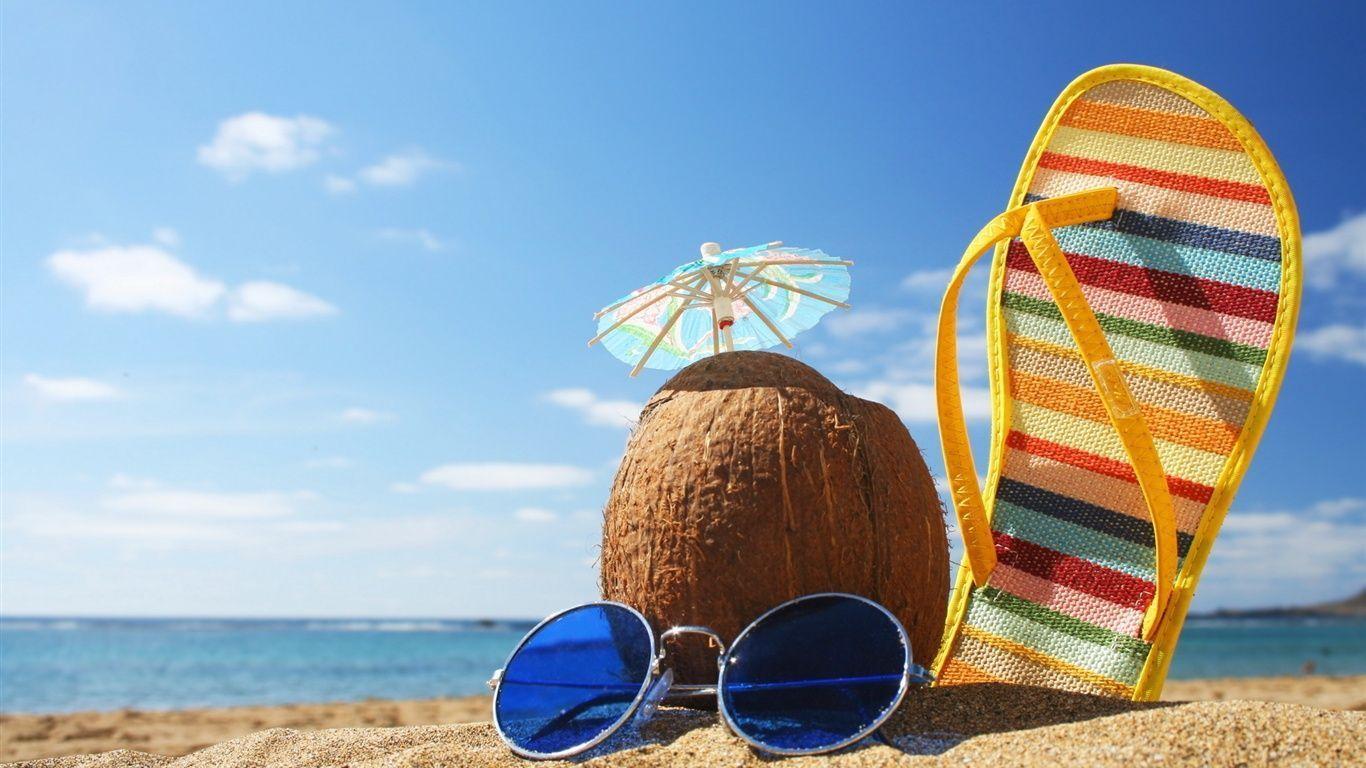 Summer Beach Holiday Coconut. Free HD Wallpaper Desktop