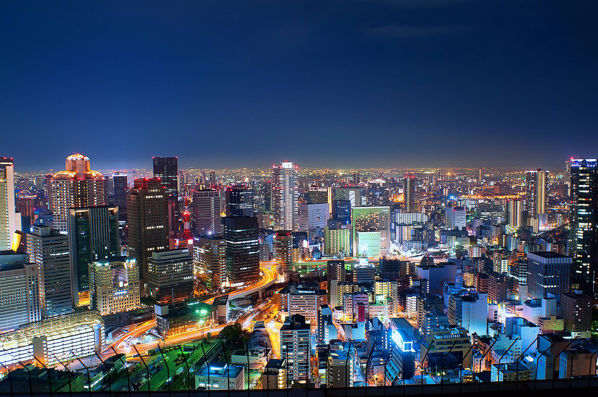 Wallpaper japan, metropolis, osaka, night lights wallpaper city