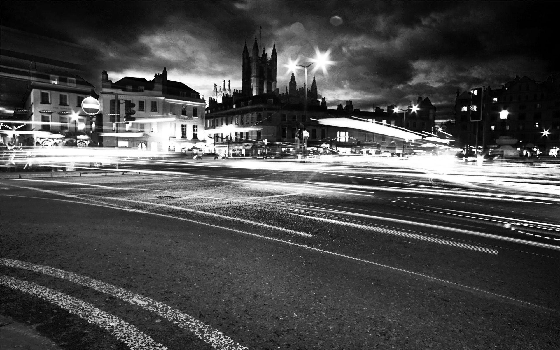 Black And White Background City Road Wallpaper