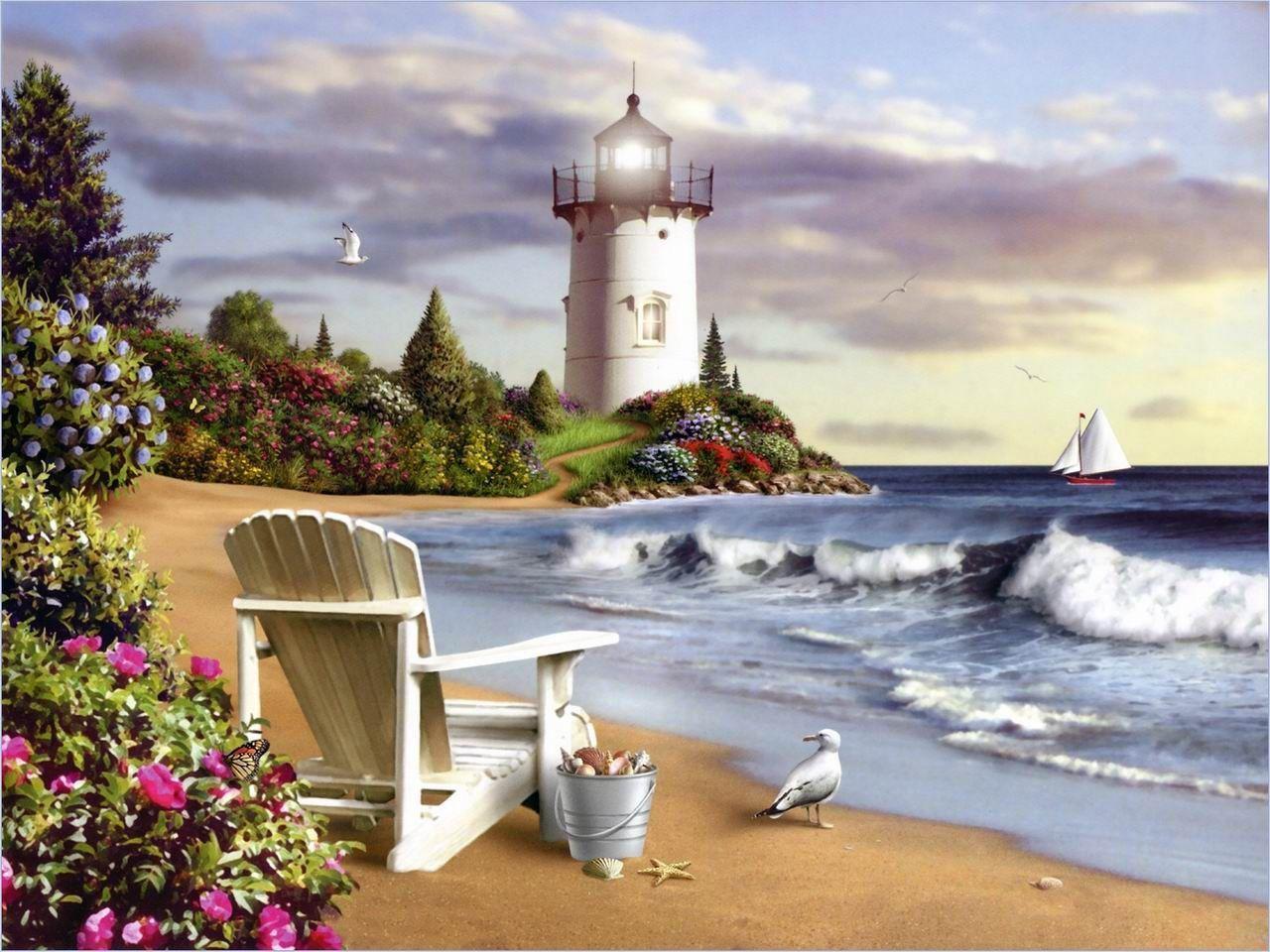 Lighthouse Painting, Beautiful Lighthouses Picture, Lighthouses