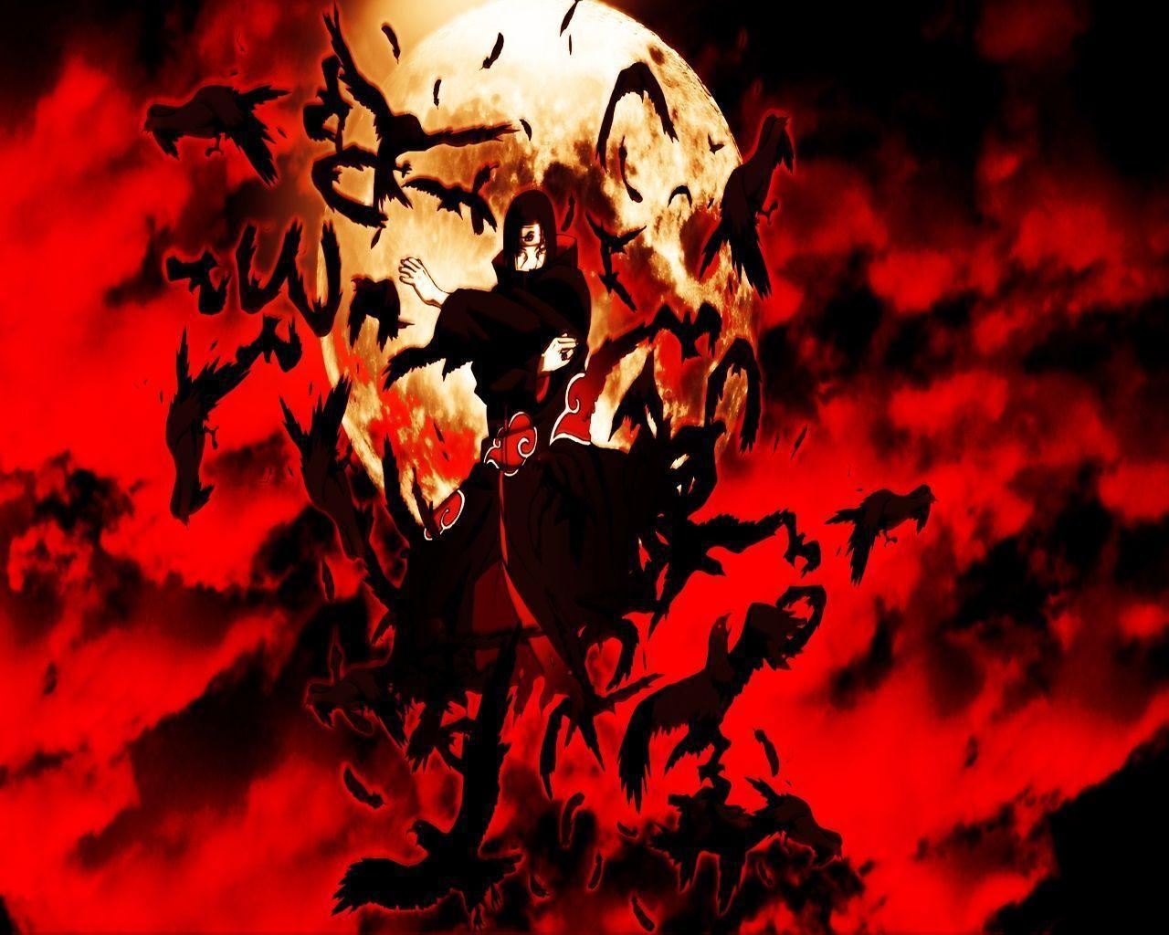 Uchiha Itachi Red Akatsuki Black Ravens Moon HD wallpaper #