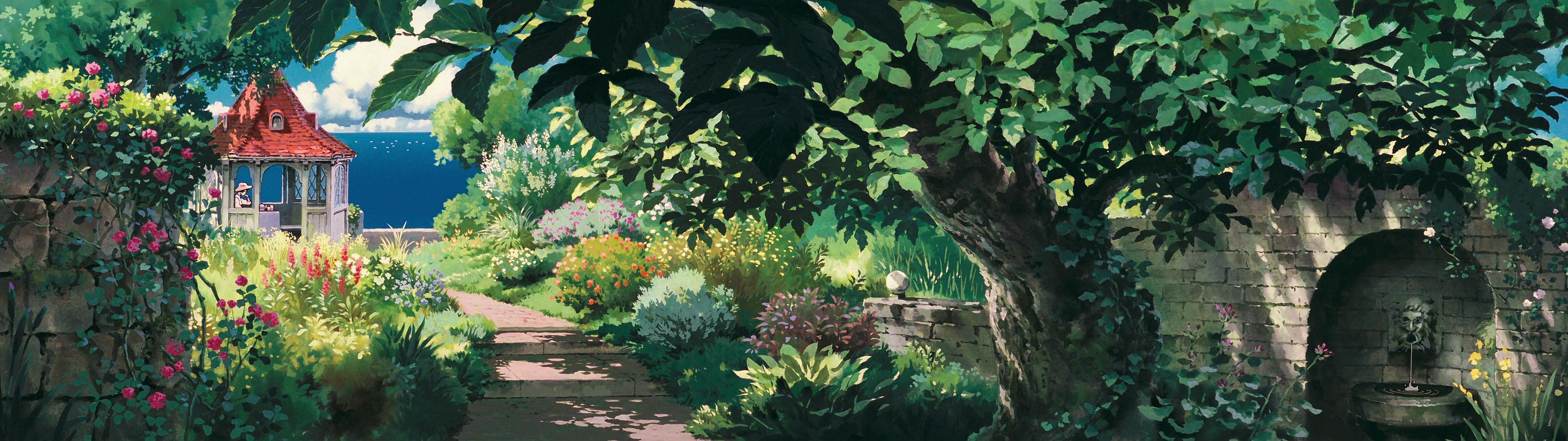 High res &;dual screen&; Studio Ghibli desktop wallpaper!