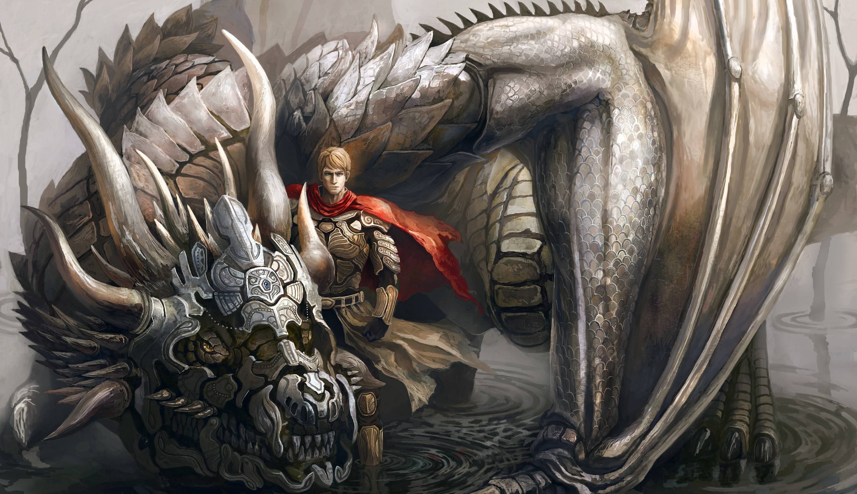 Download wallpaper dragon, Warrior, armor free desktop wallpaper
