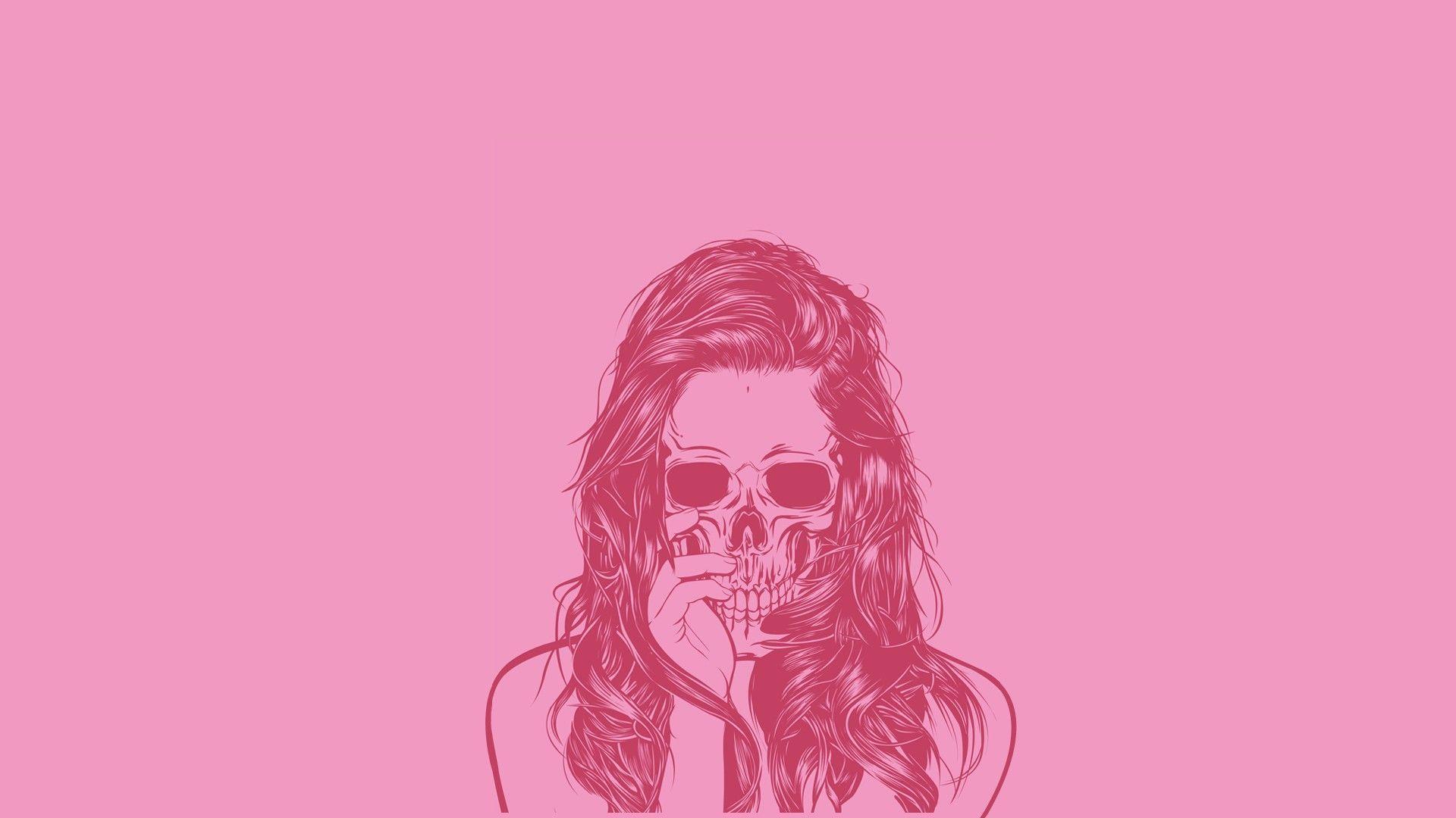 Wallpaper For > Pink Skull Background