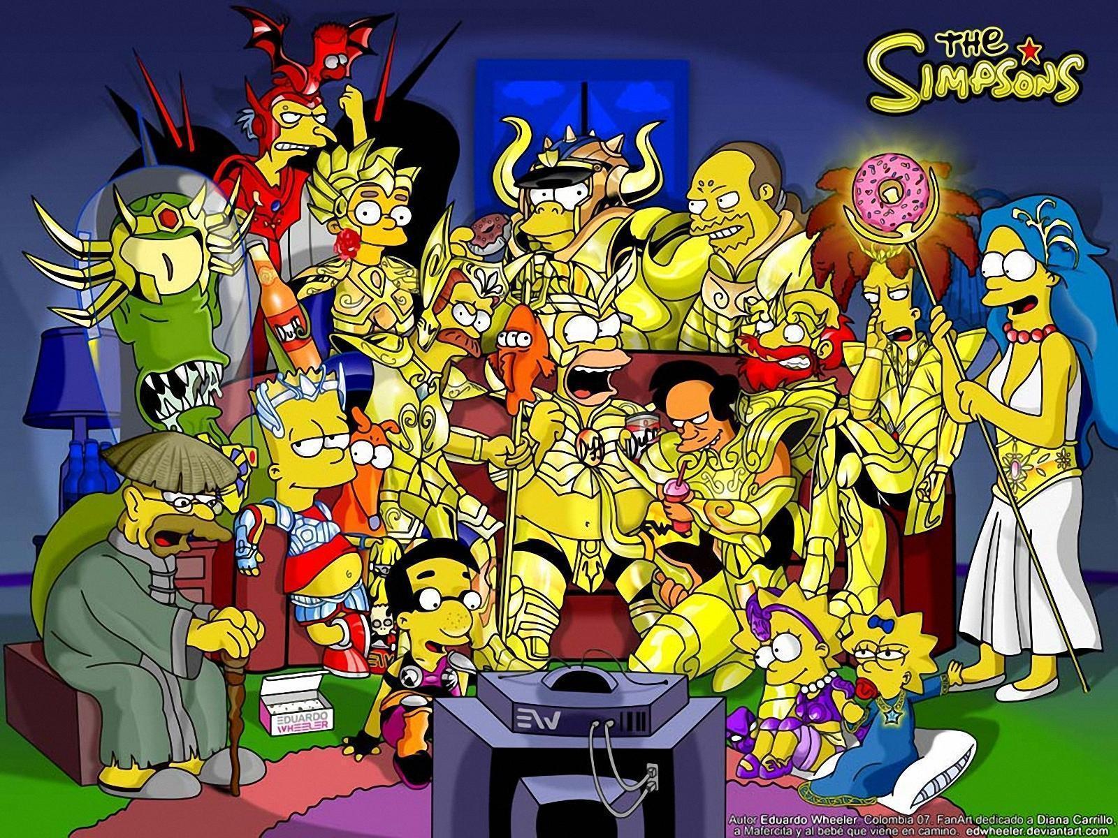 Simpsons saint Seiya free desktop background wallpaper image