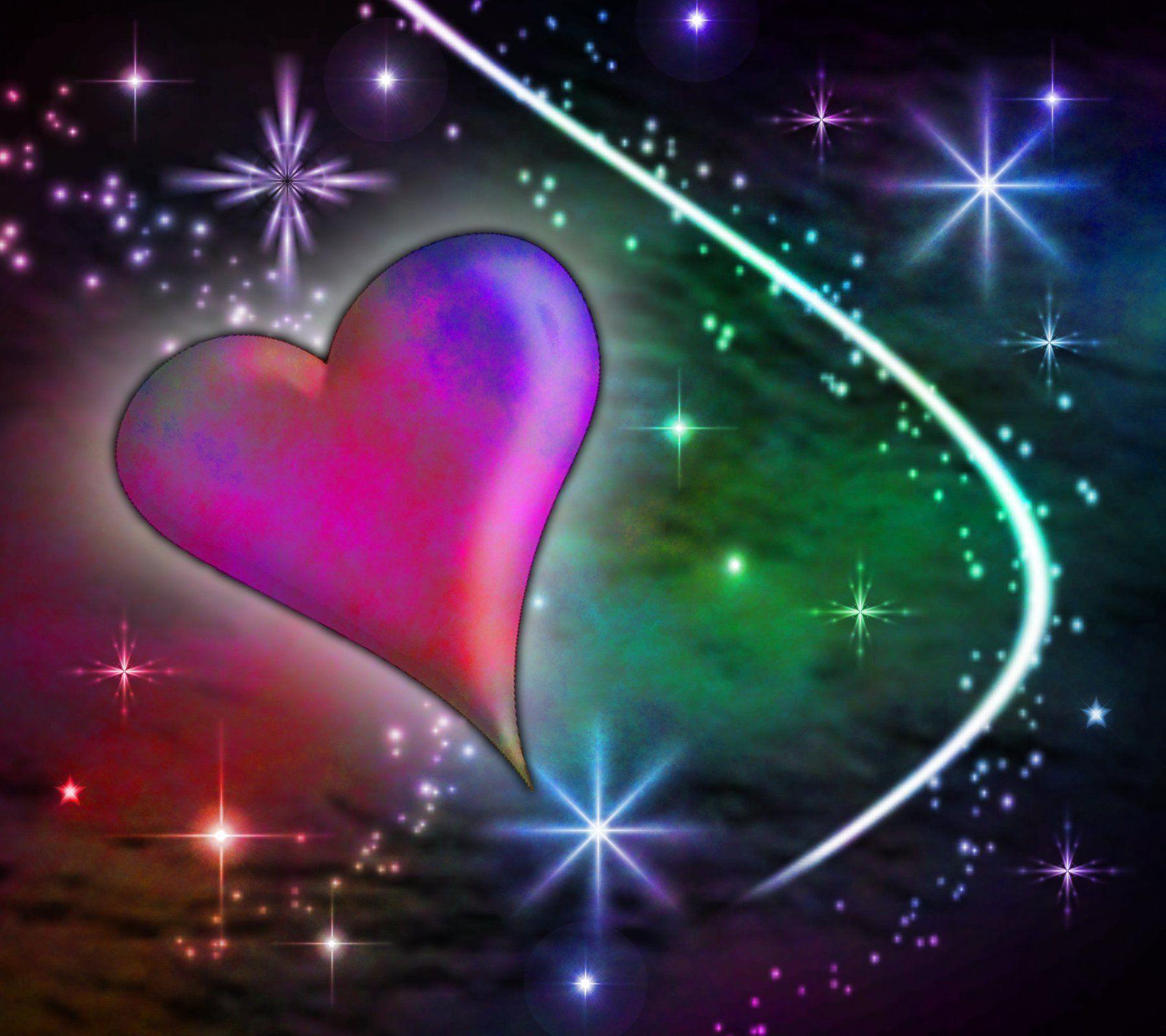 Free Multi Colored Heart With Plasma Stars Background 1800x1600