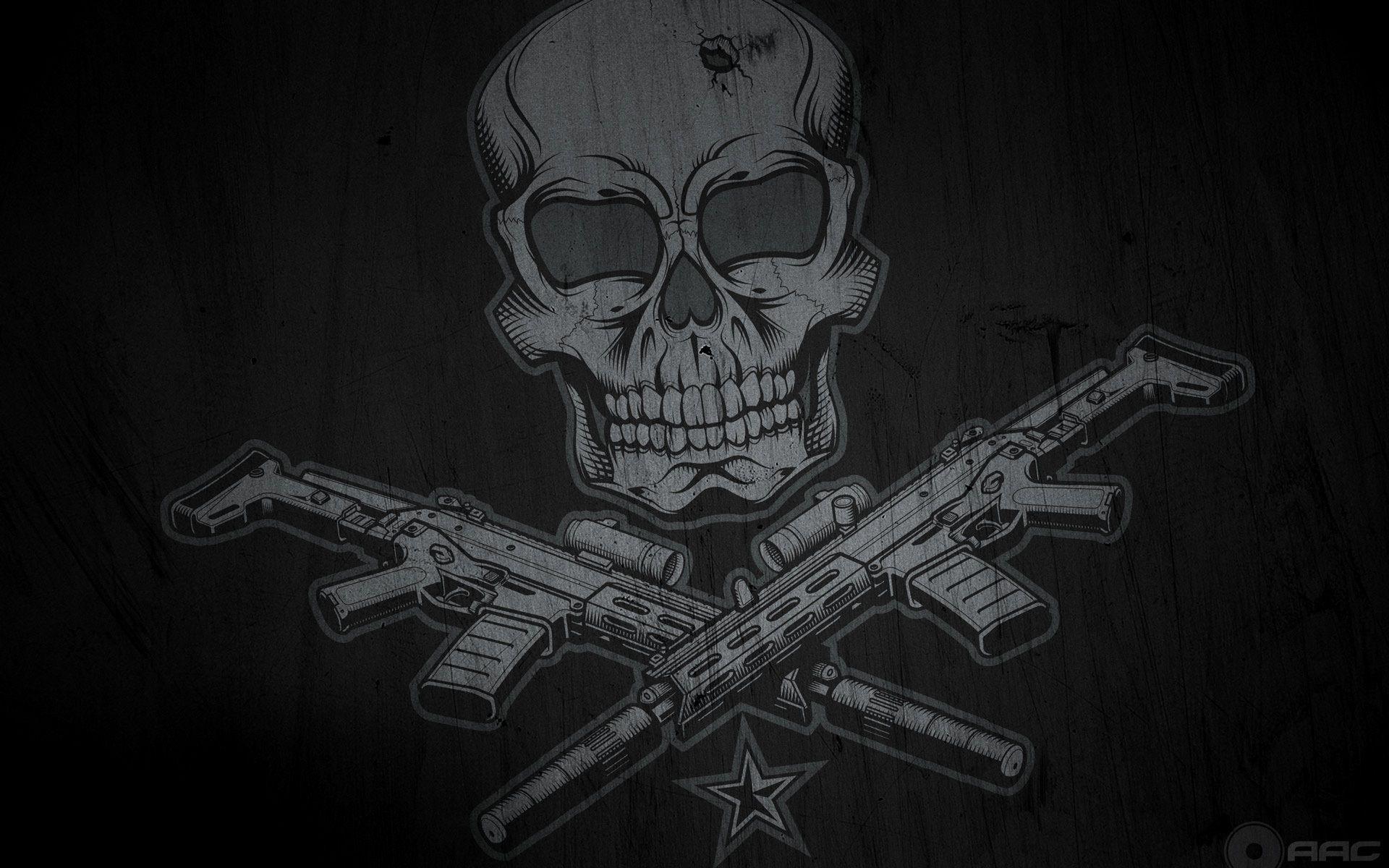 Wallpaper For > Skull And Gun Wallpaper