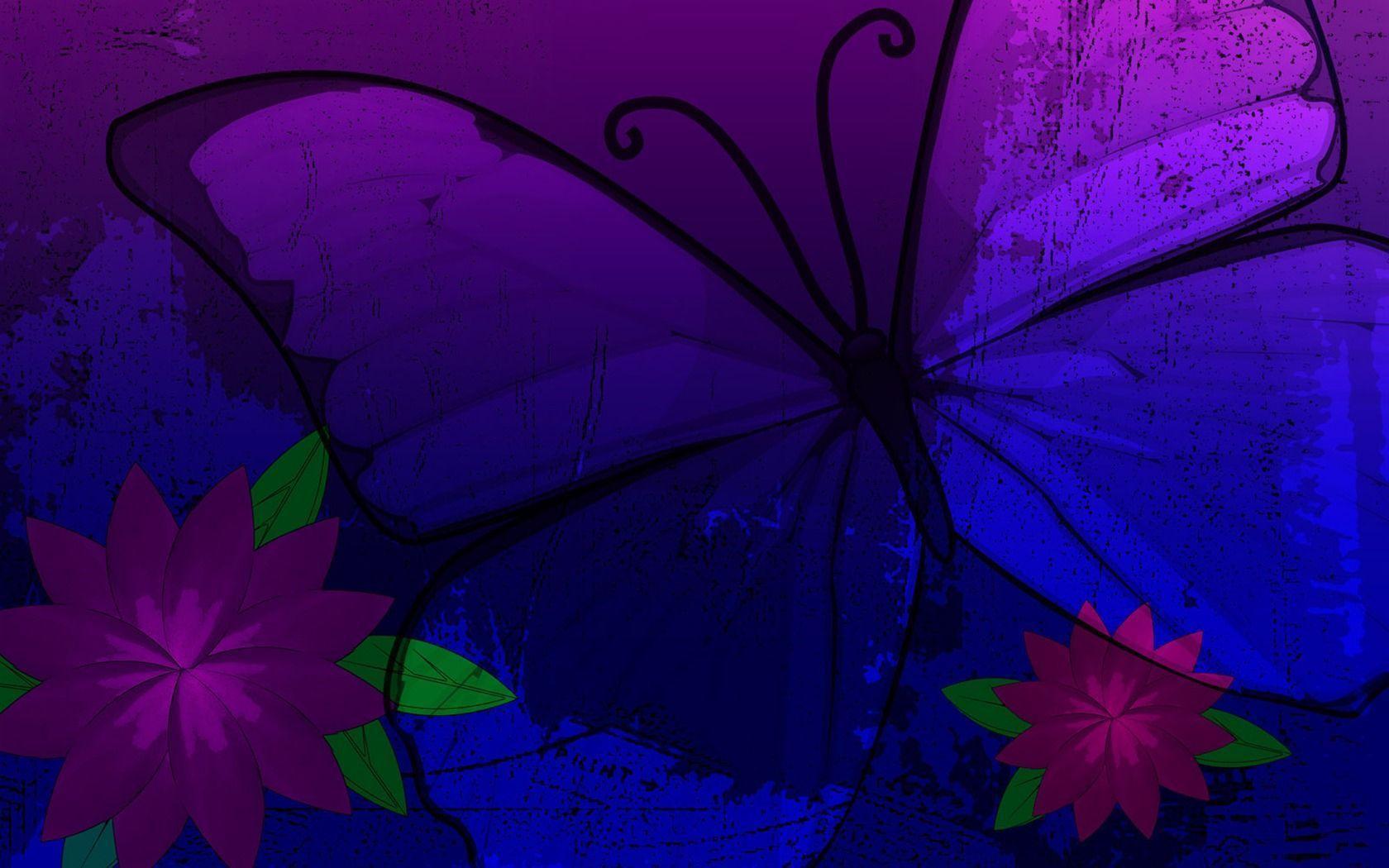 Wallpaper For > Blue And Purple Butterfly Background